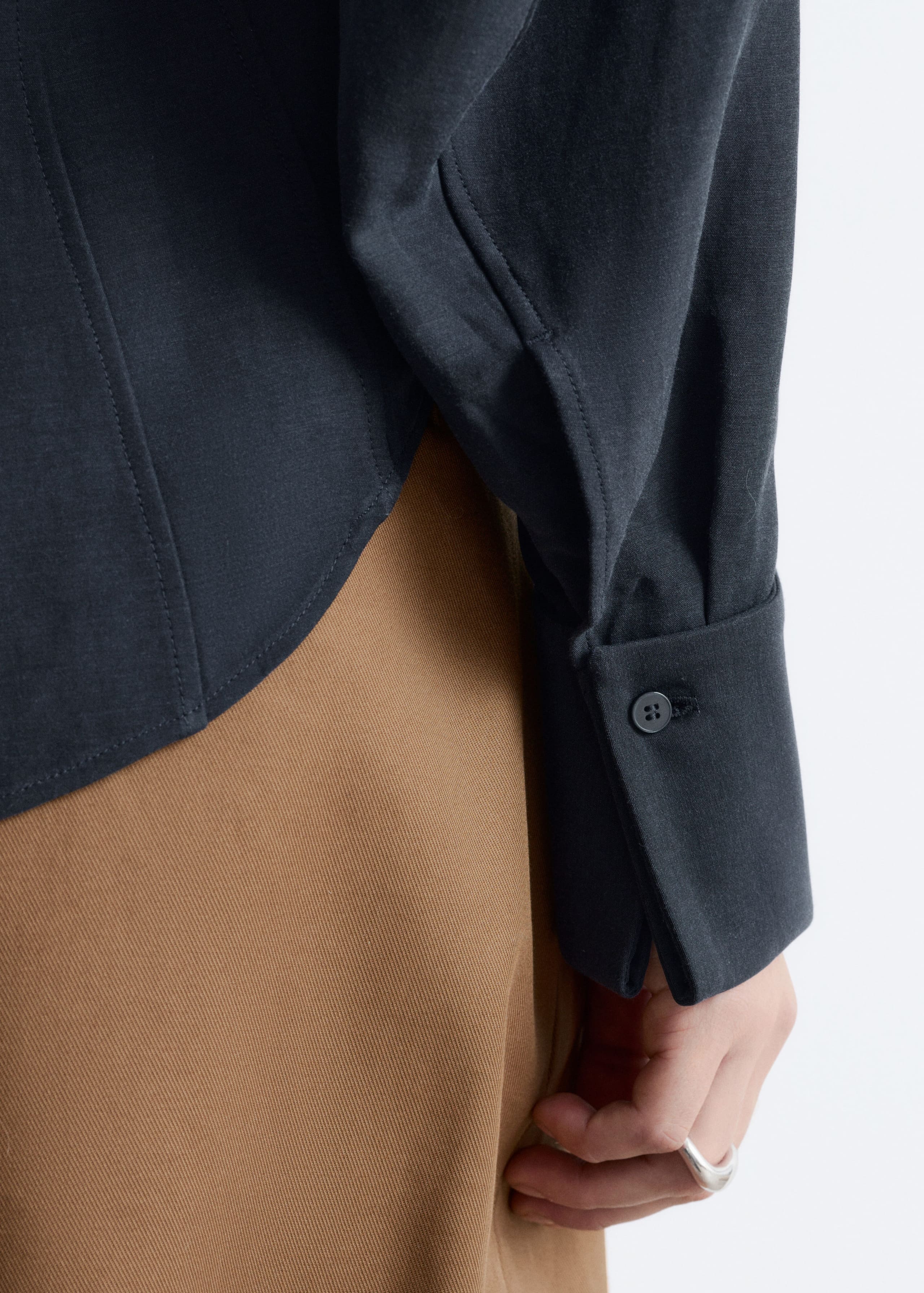 Image of Balloon-Sleeved Tapered Shirt