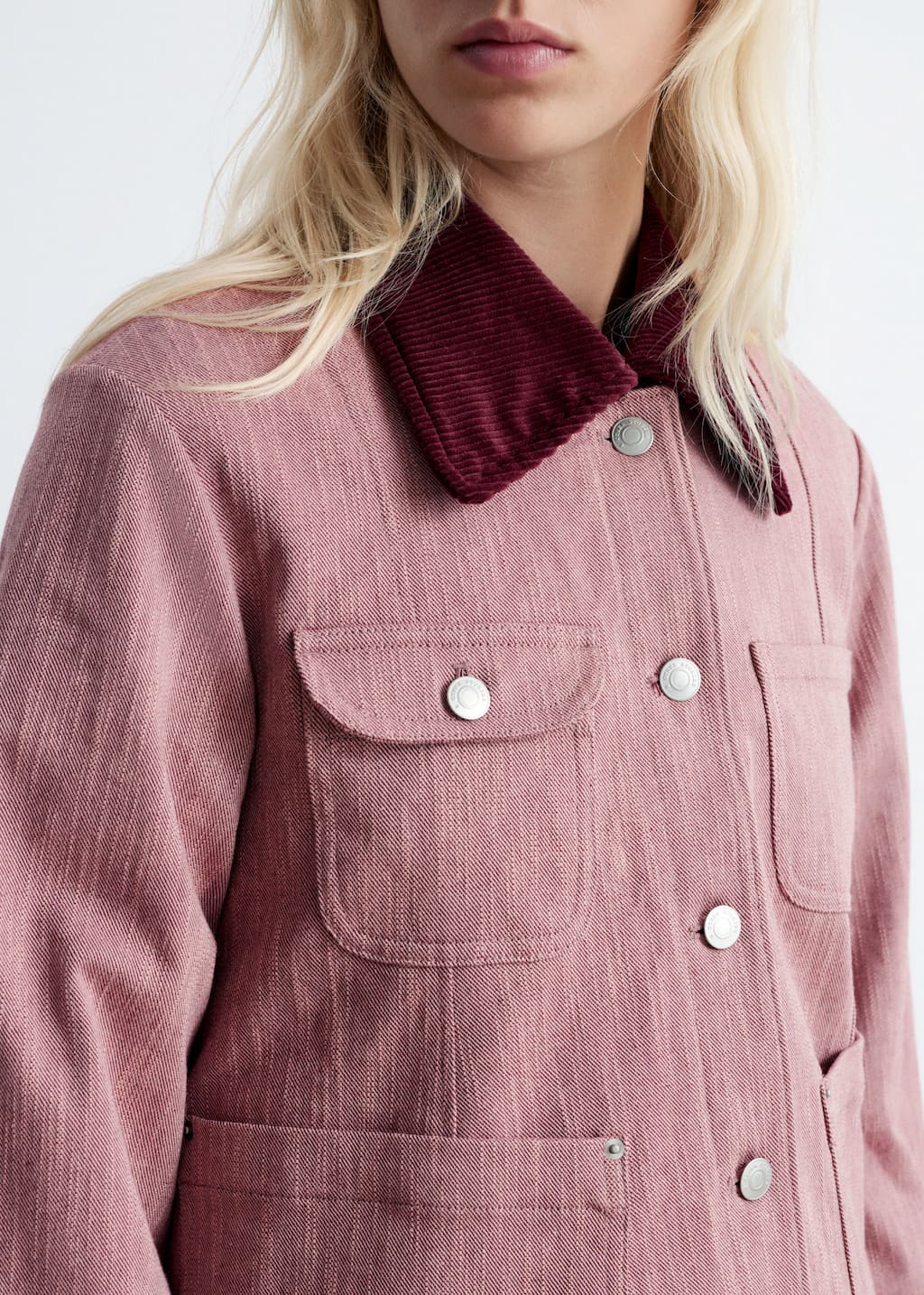 Image of Contrast-Collar A-line Jacket