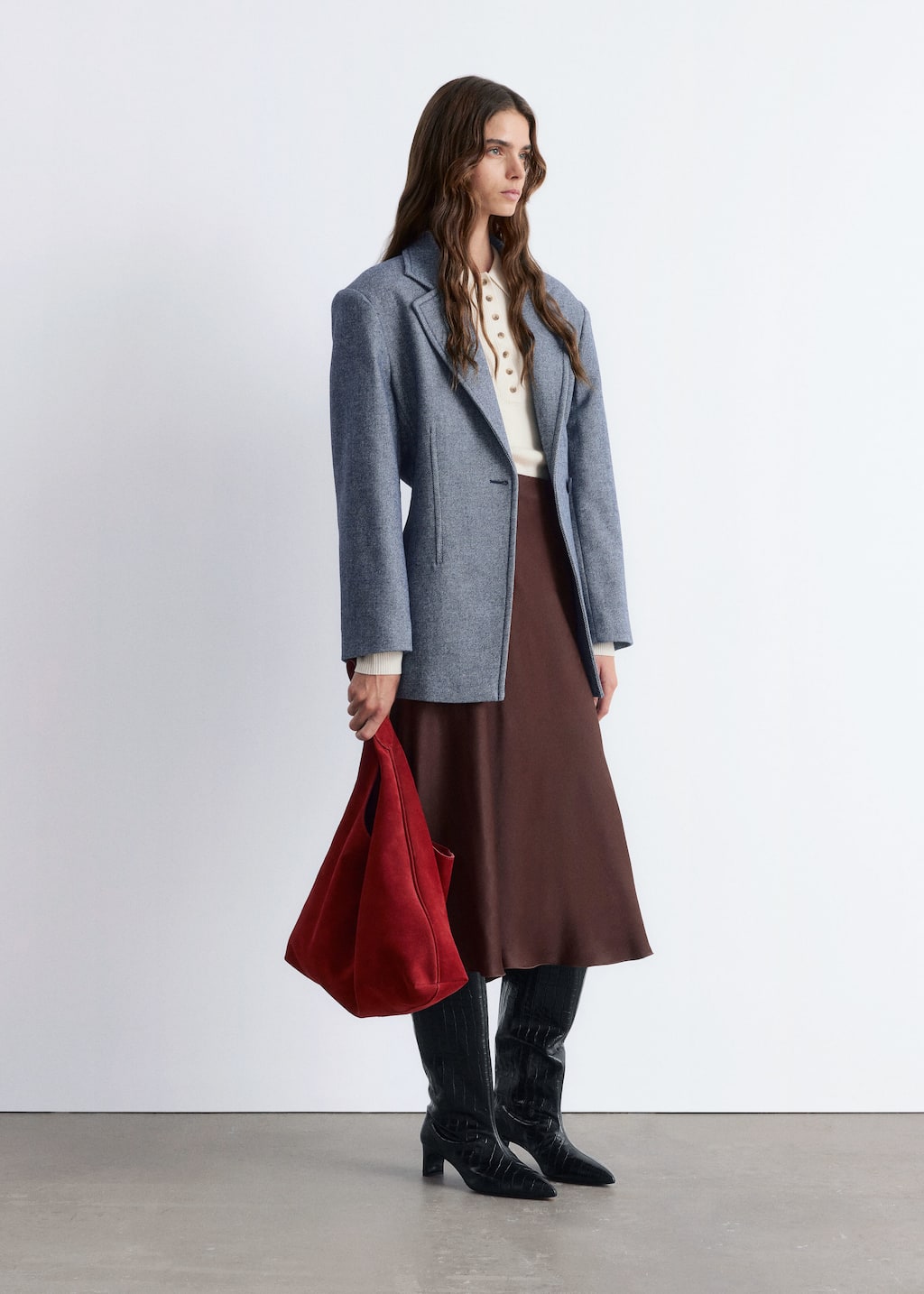 Image of Satin Midi Skirt
