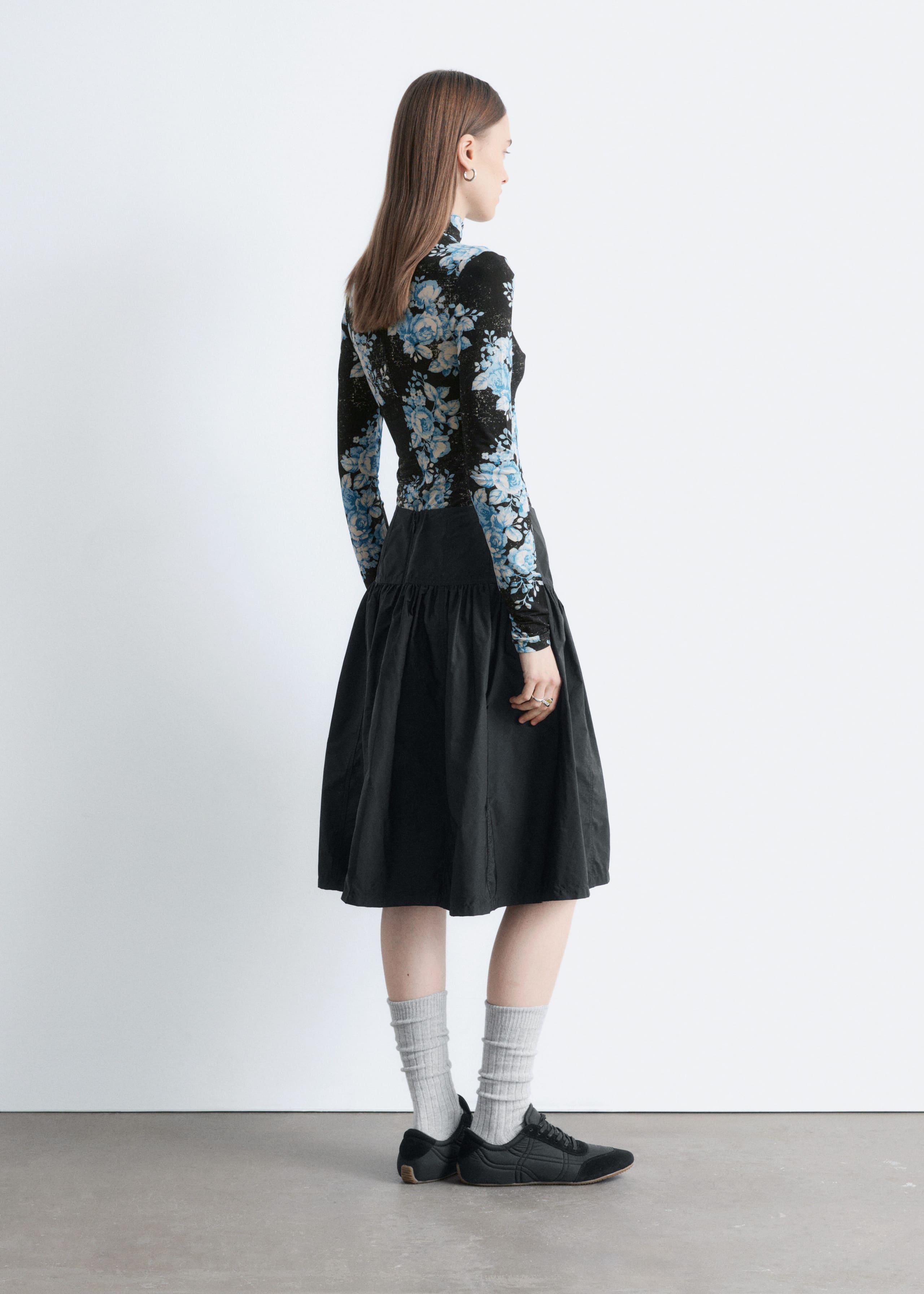 Image of Floral-Patterned Turtleneck Top