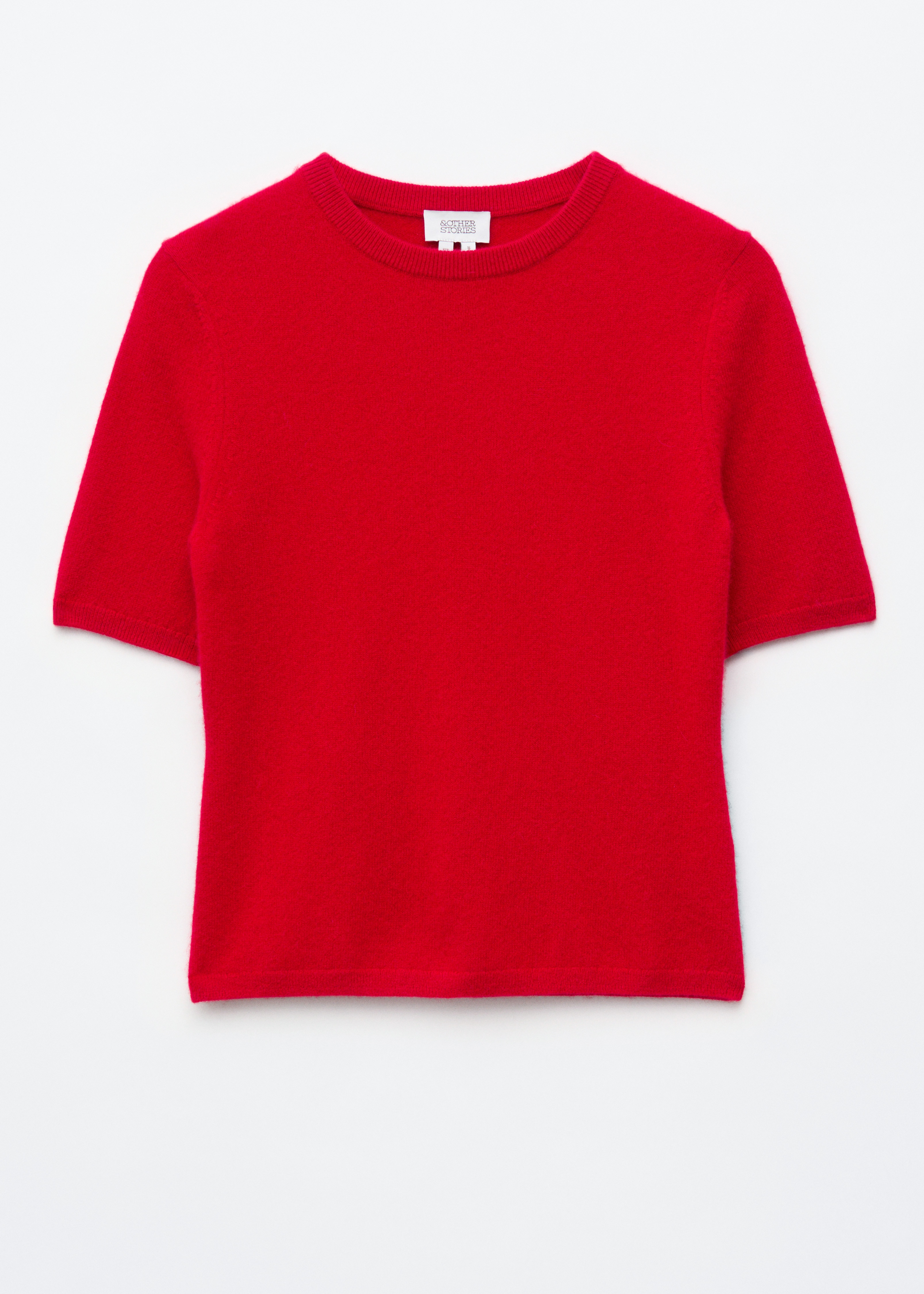Camisola de caxemira de manga curta - Vermelho/Cinzento/Castanho escuro/Azul