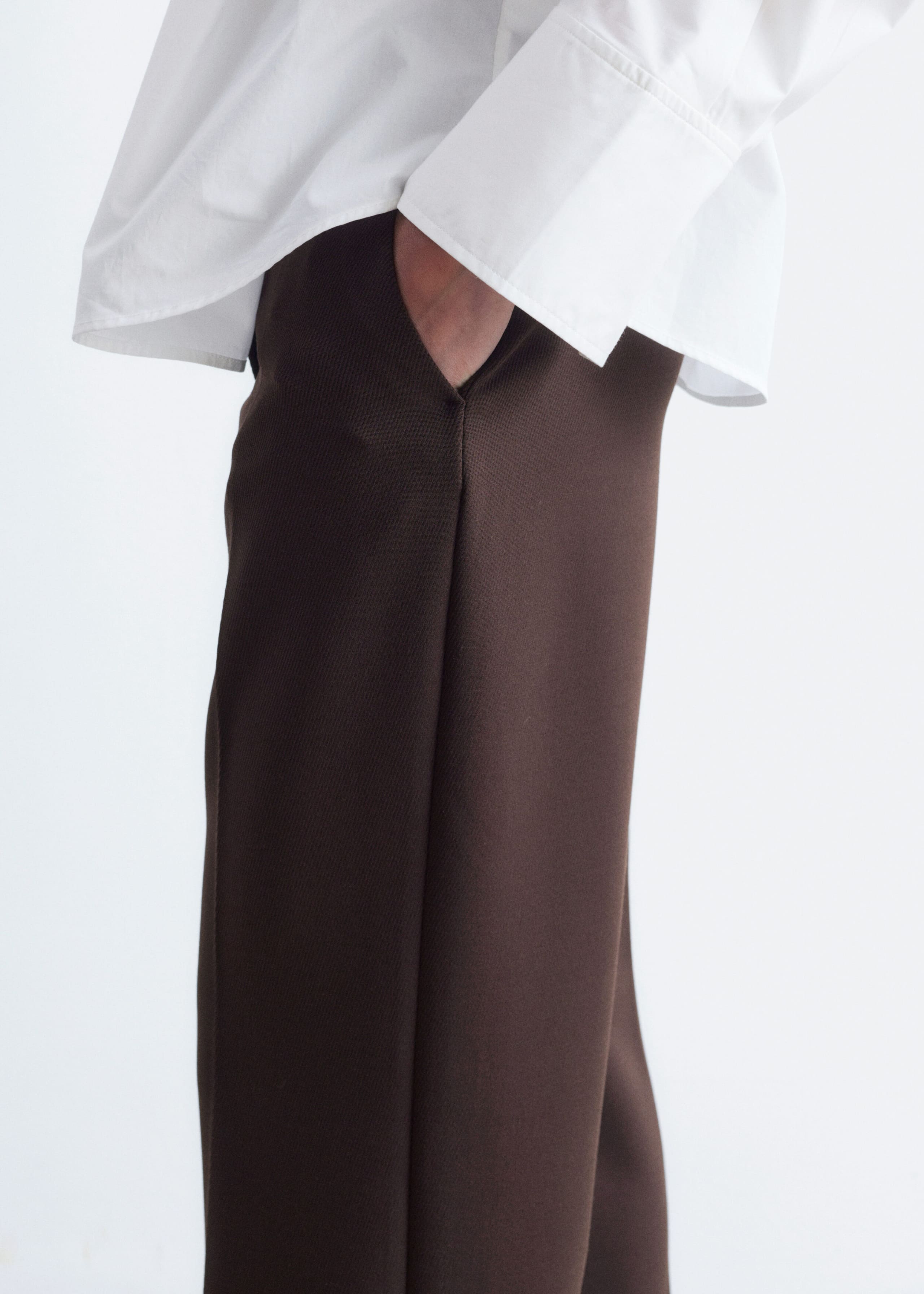 Tailored Press Crease Trousers - Dark Brown - Lookbook