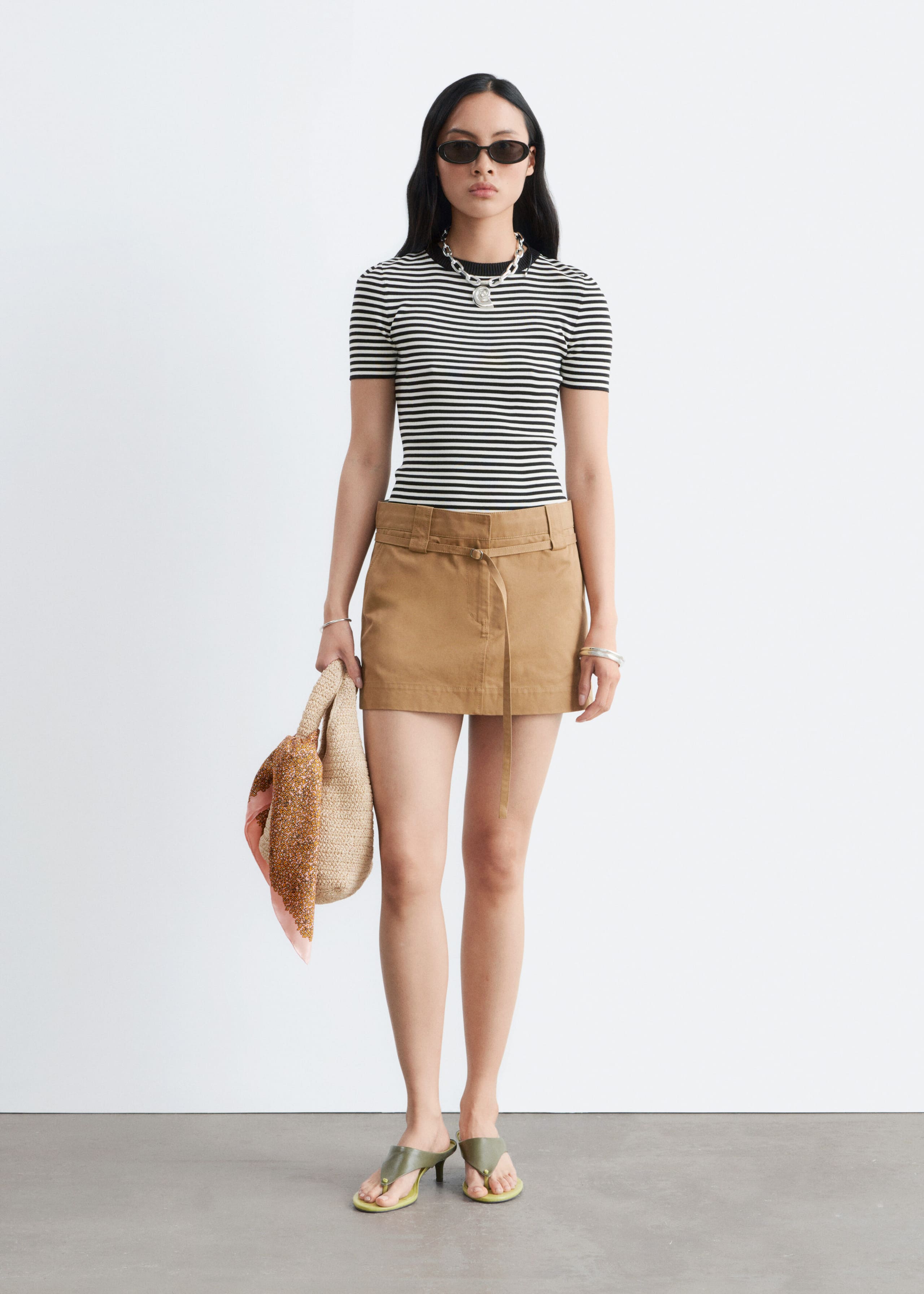 Ribbed T-Shirt - Black/White/Striped - Lookbook