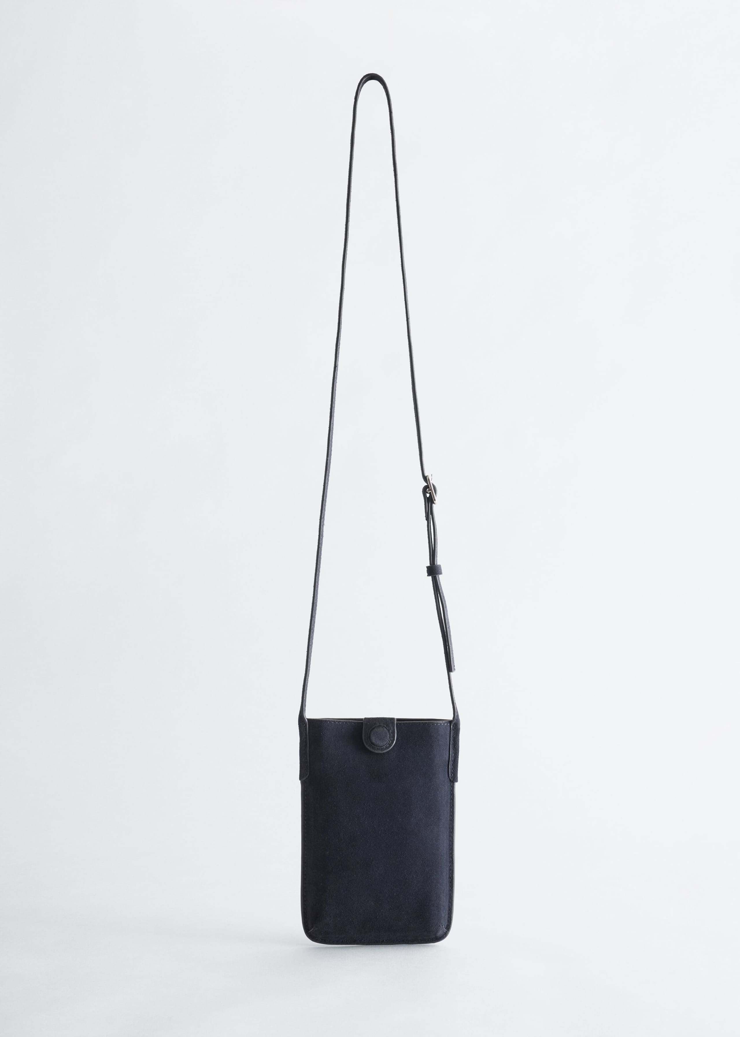 Moulded Split-Suede Phone Bag - Dark Blue - Still Life