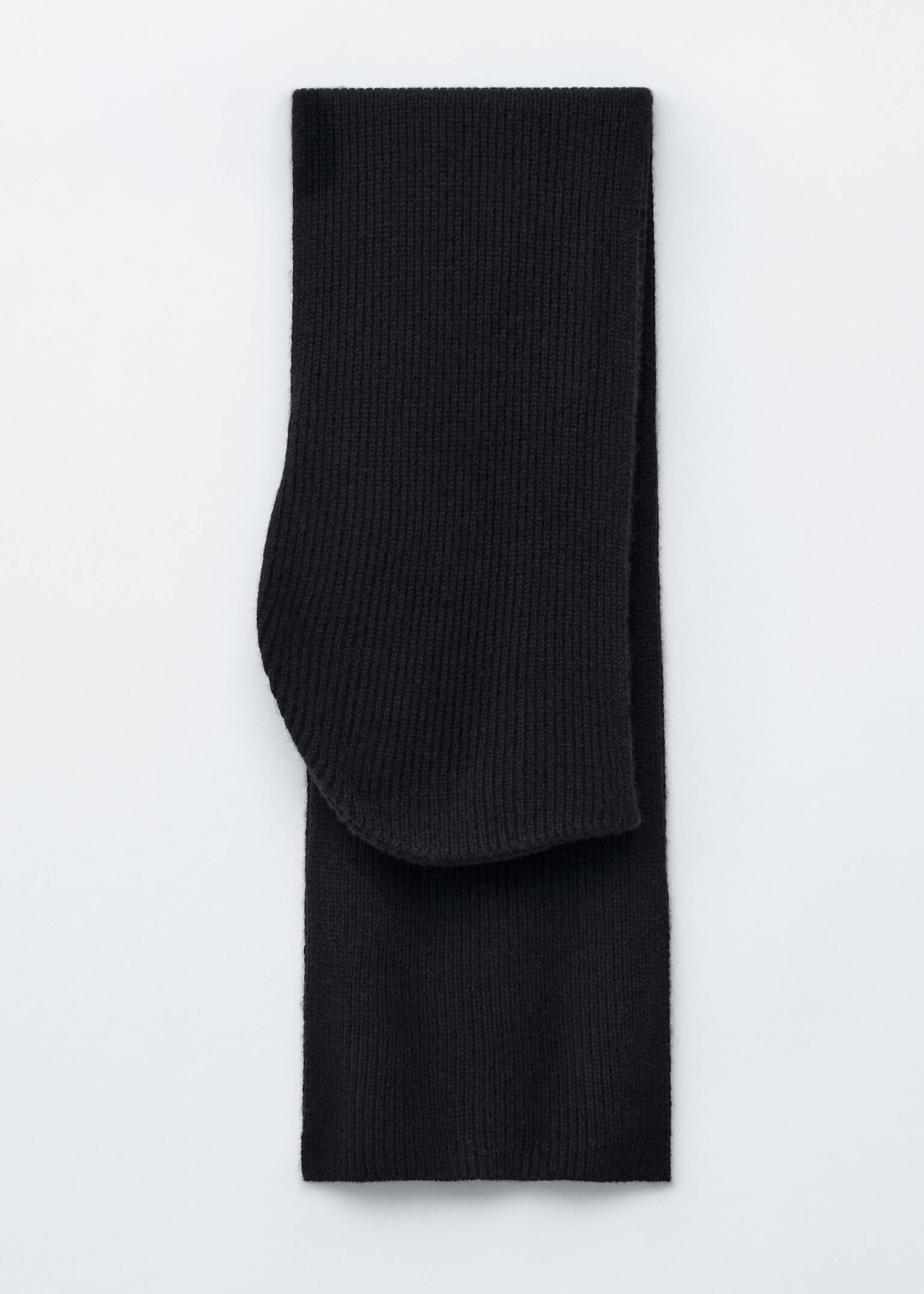 Hooded Wool Scarf - Black/Cream
