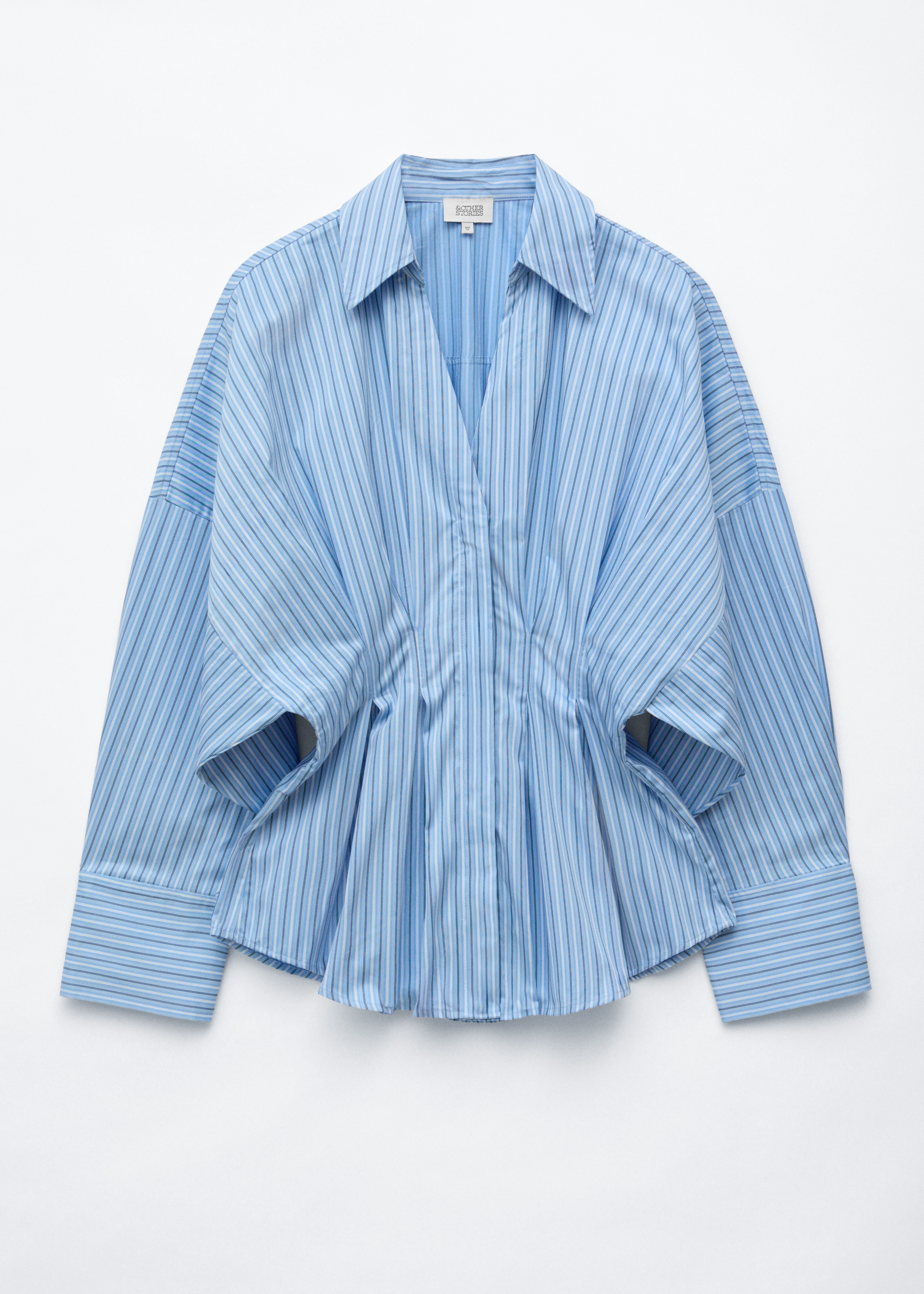 Bomullsskjorta med figurnära midja - Blue/White/Grå/rosa/Vit/Mörkbrun