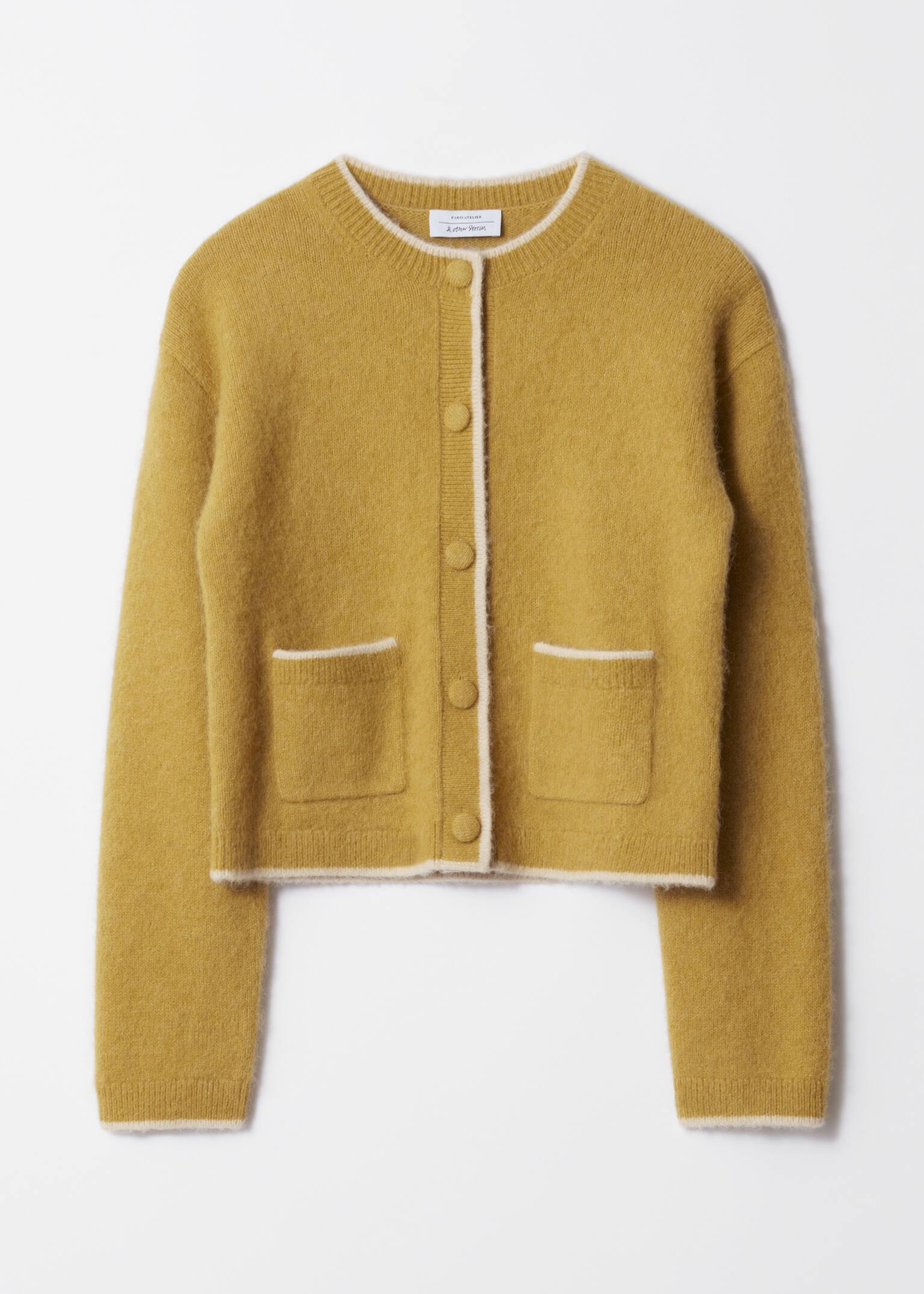 Cardigan à col rond - Olive/Rose/Noir/Ivoire