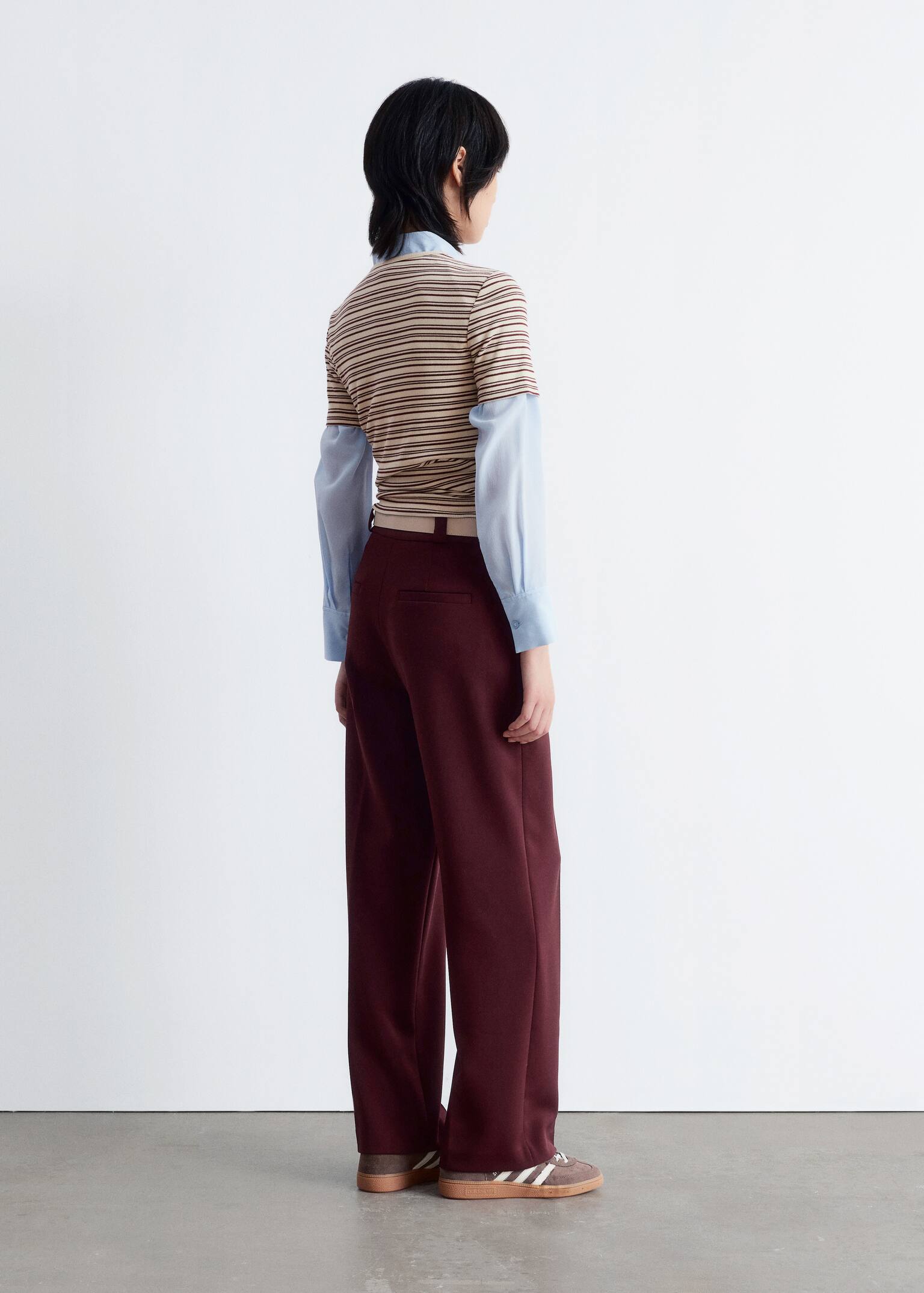 Wide Press-Crease Trousers - Sötétvörös/Sötétbarna/Fekete/Khaki/Navy/Krém - 5