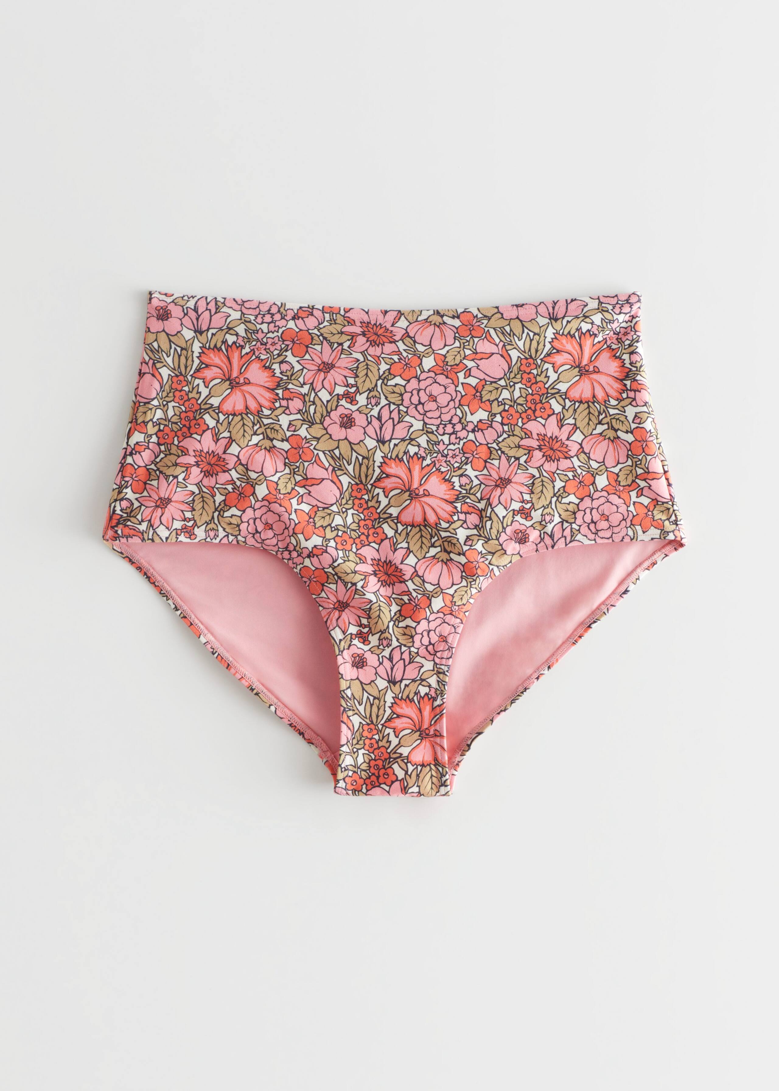 Printed Bikini Briefs - Pink Florals - Still Life