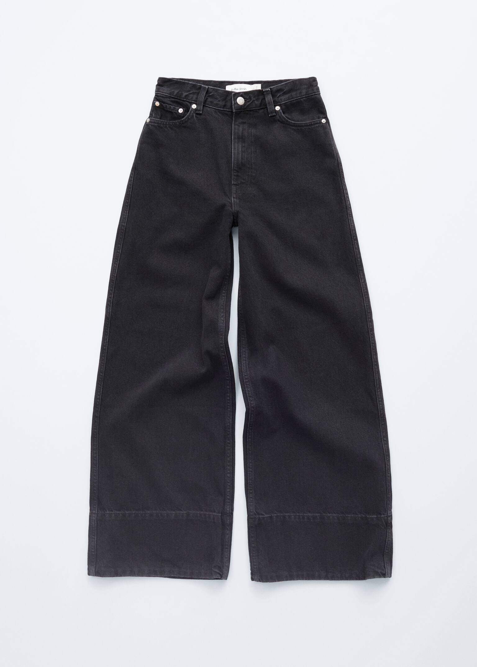 Long Wide-Leg Jeans - Washed Black/Blue - 8