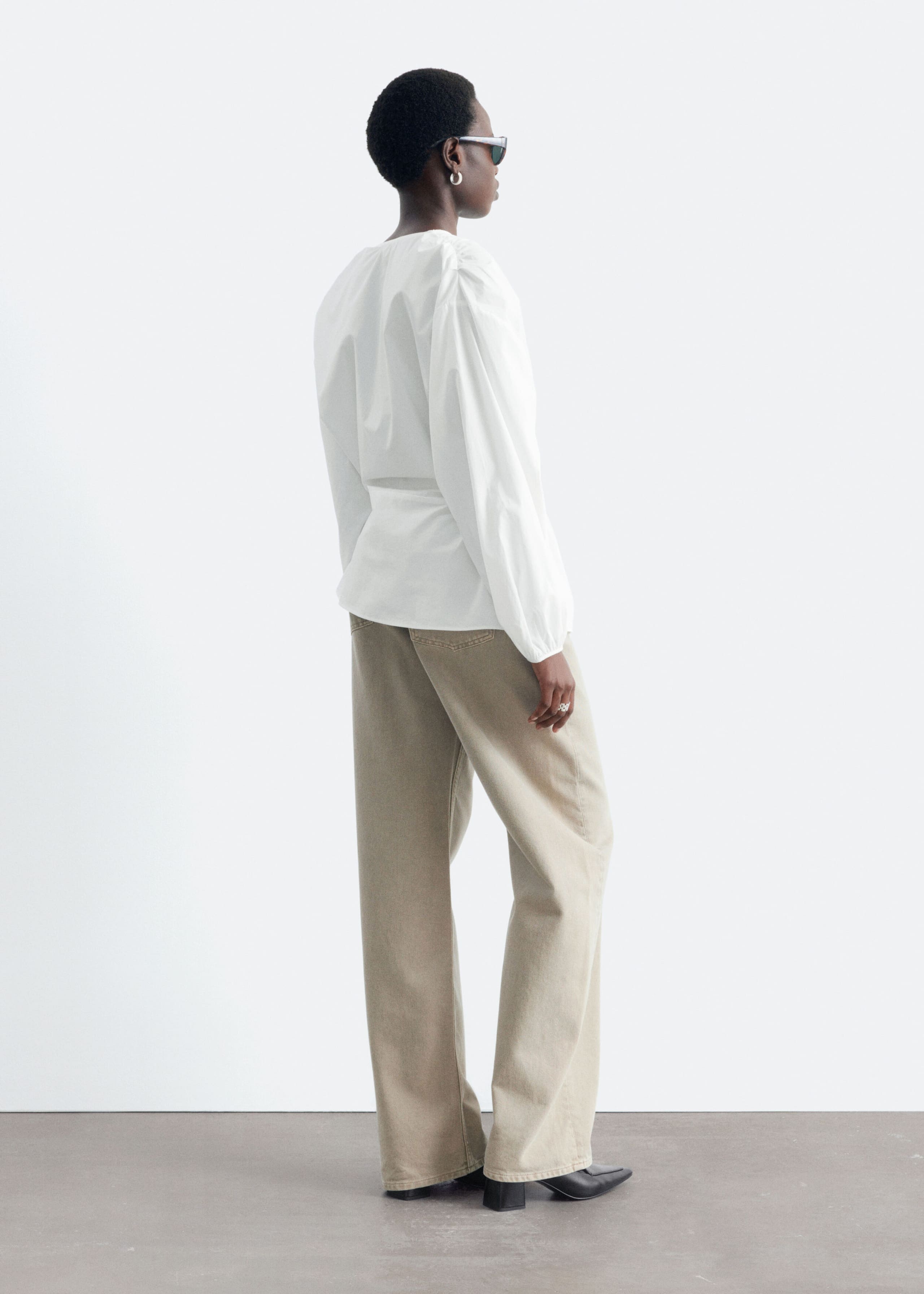 Cotton Cross-Over Blouse - White - Still Life