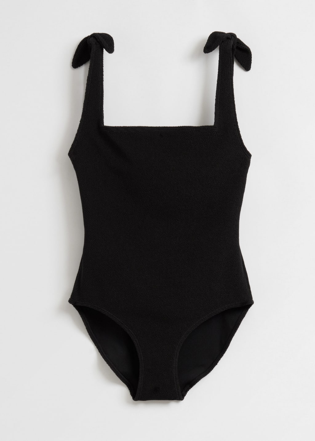 Textured Bow Tie Swimsuit - Black - Still Life