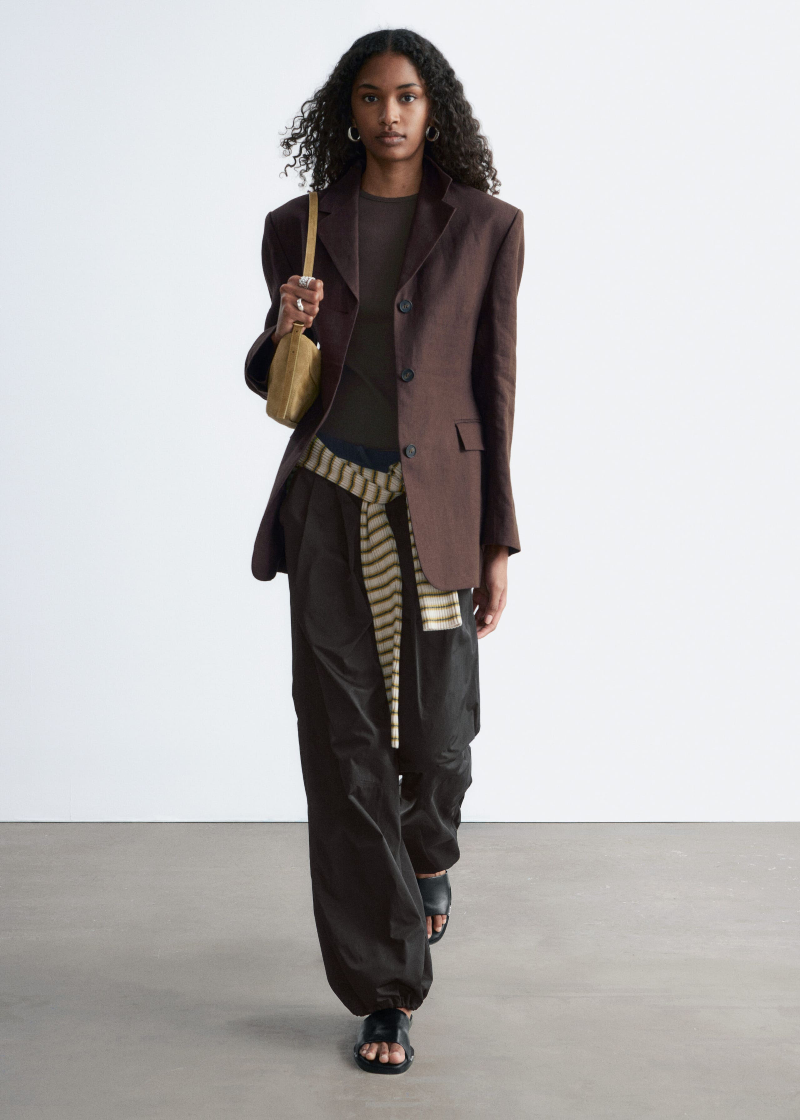 Image of Drawstring Barrel Leg Trousers