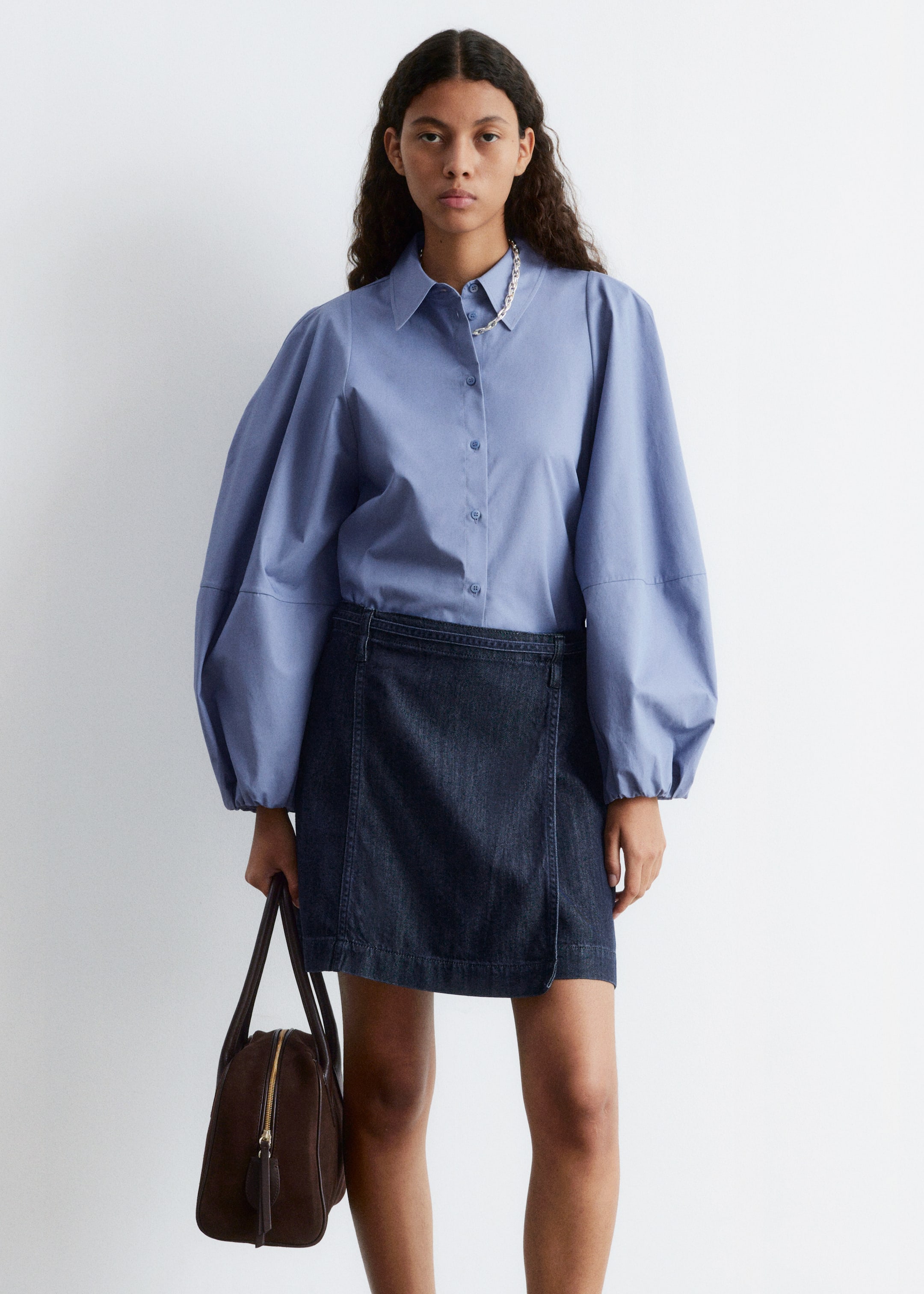 Agrandir l'image: Blouse ample à manches ballon - Bleu poudré - FEMME | H&M BE 1