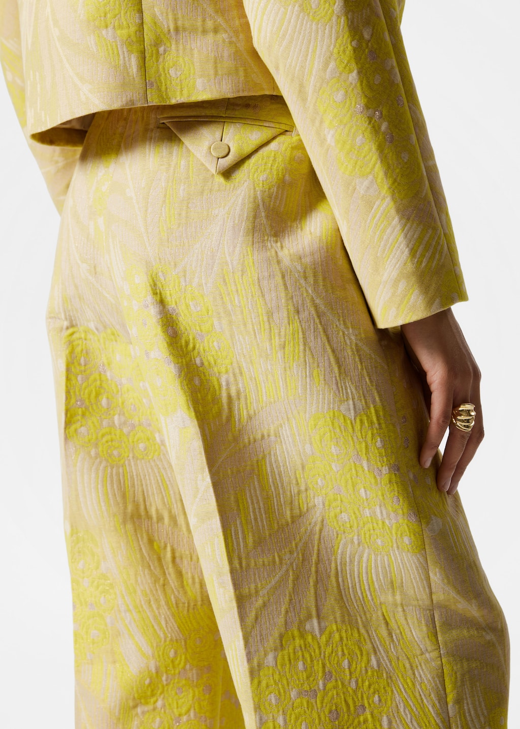 Jacquard Press-Crease Trousers - Yellow jacquard - Lookbook
