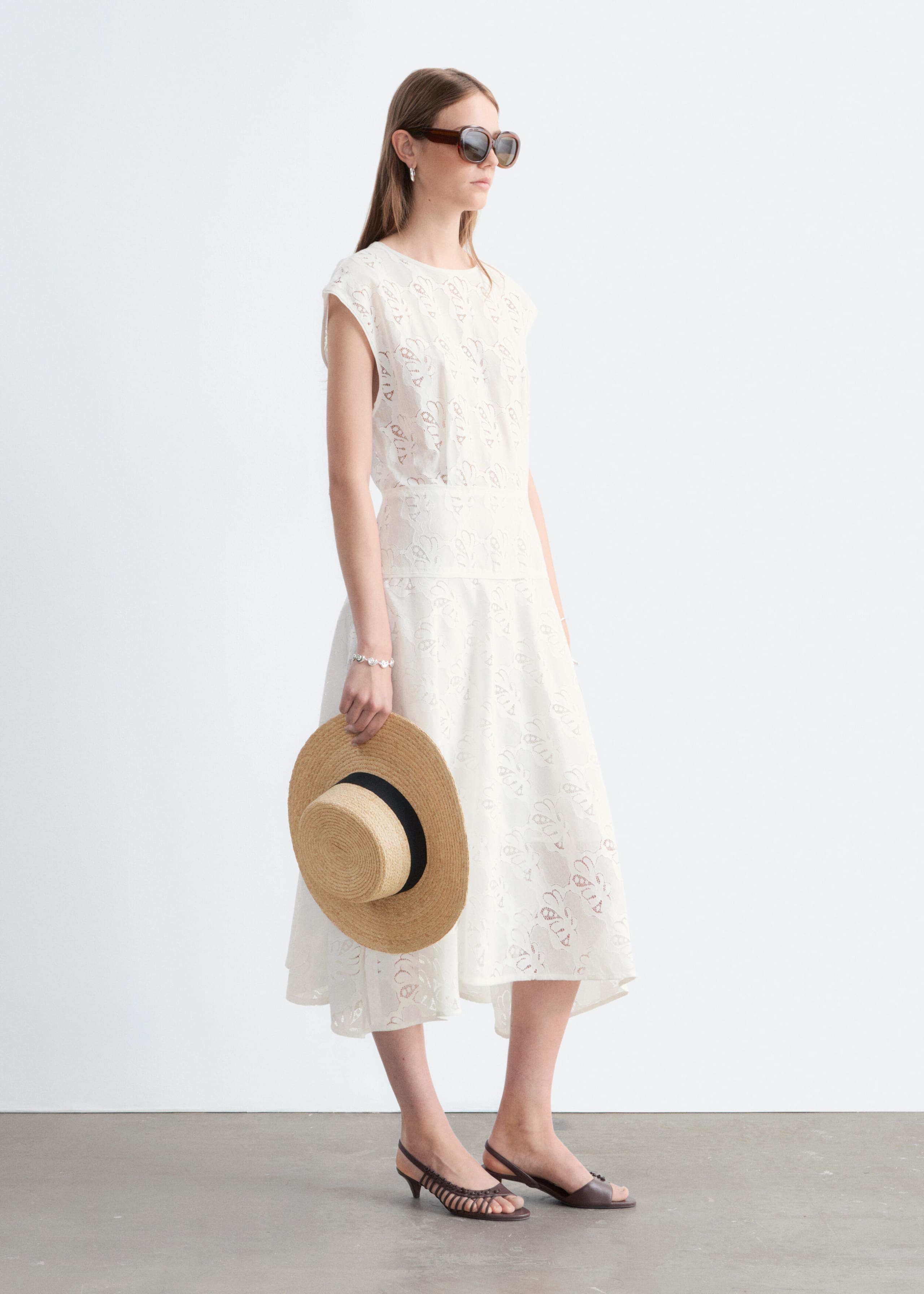 Bias-Cut Lace Midi Dress - White - Lookbook