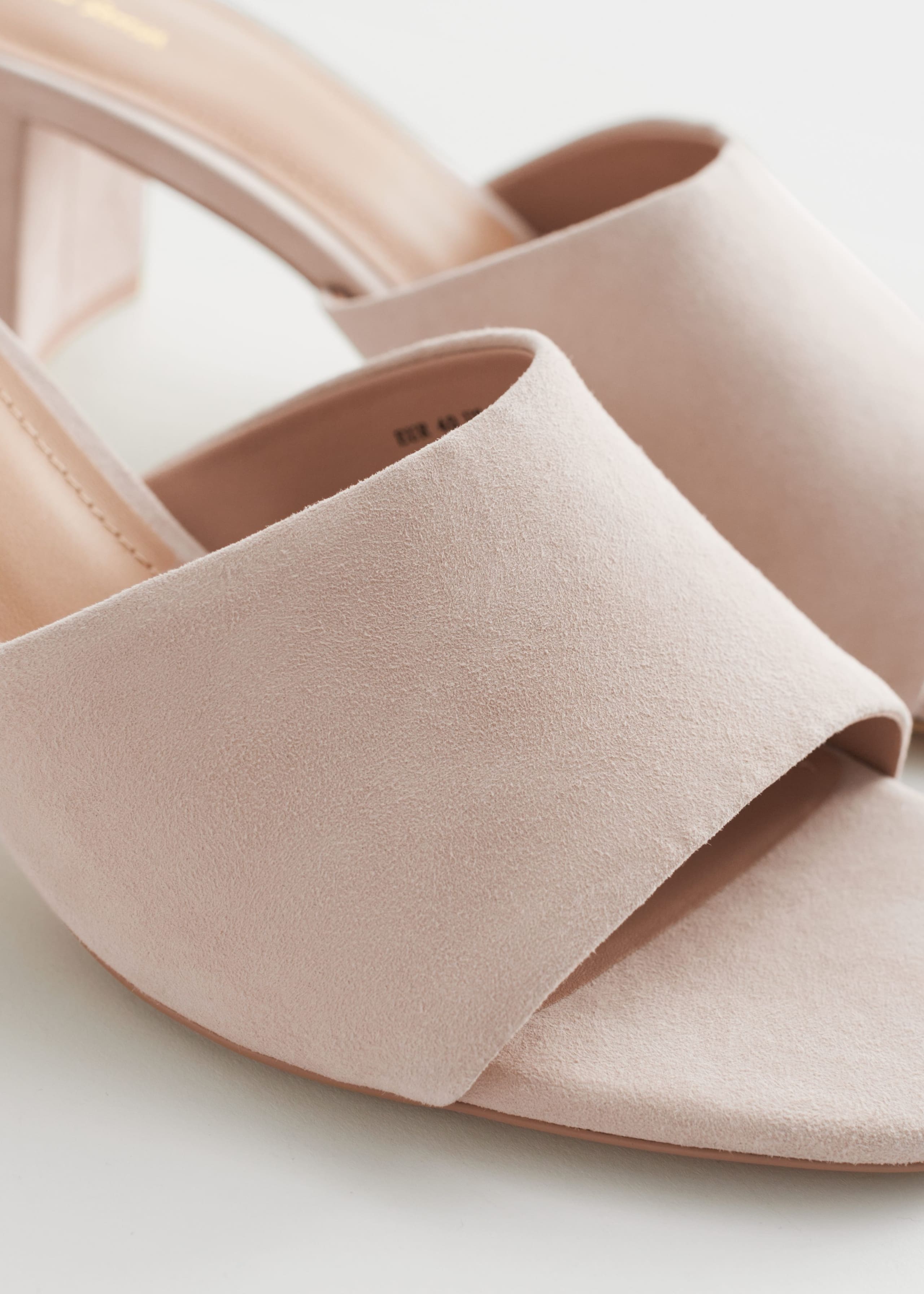 Image of Suede Block Heel Mule Sandals