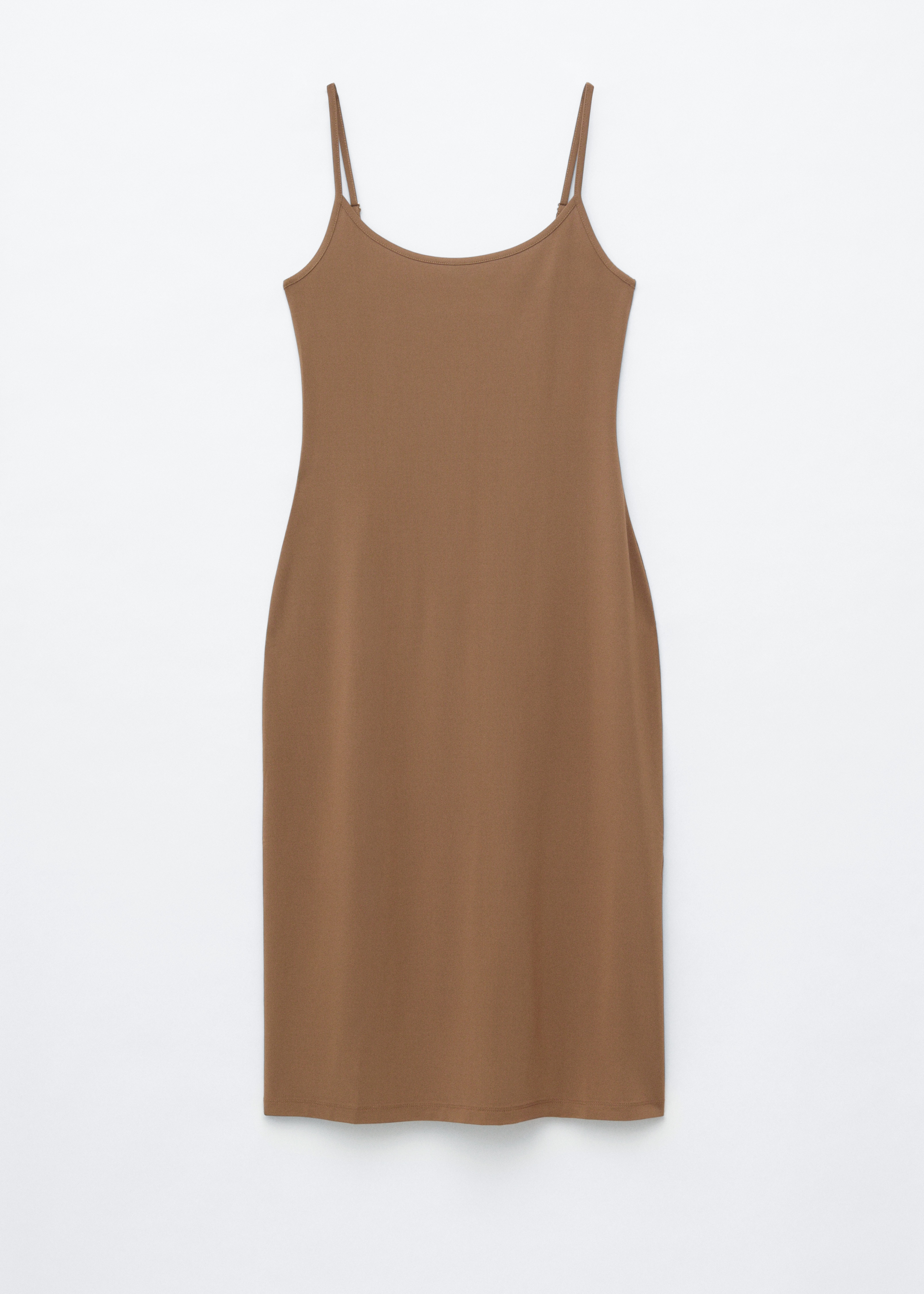 Stretch Midi Slip Dress - Brown