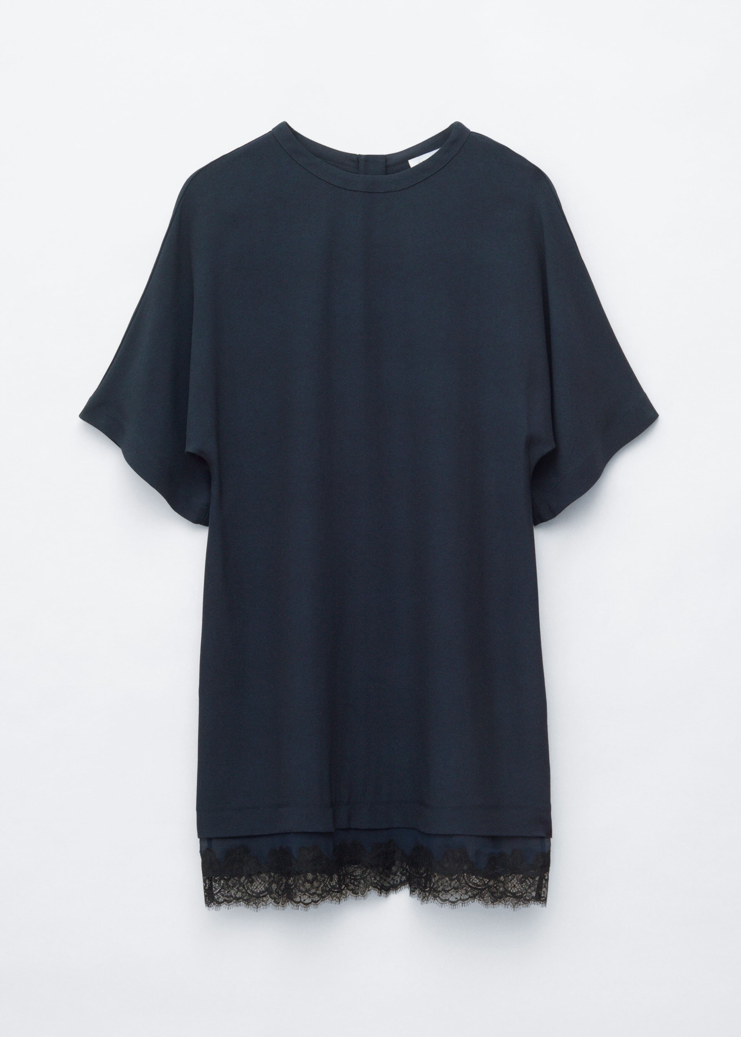 Lace-Panel Mini Dress Black