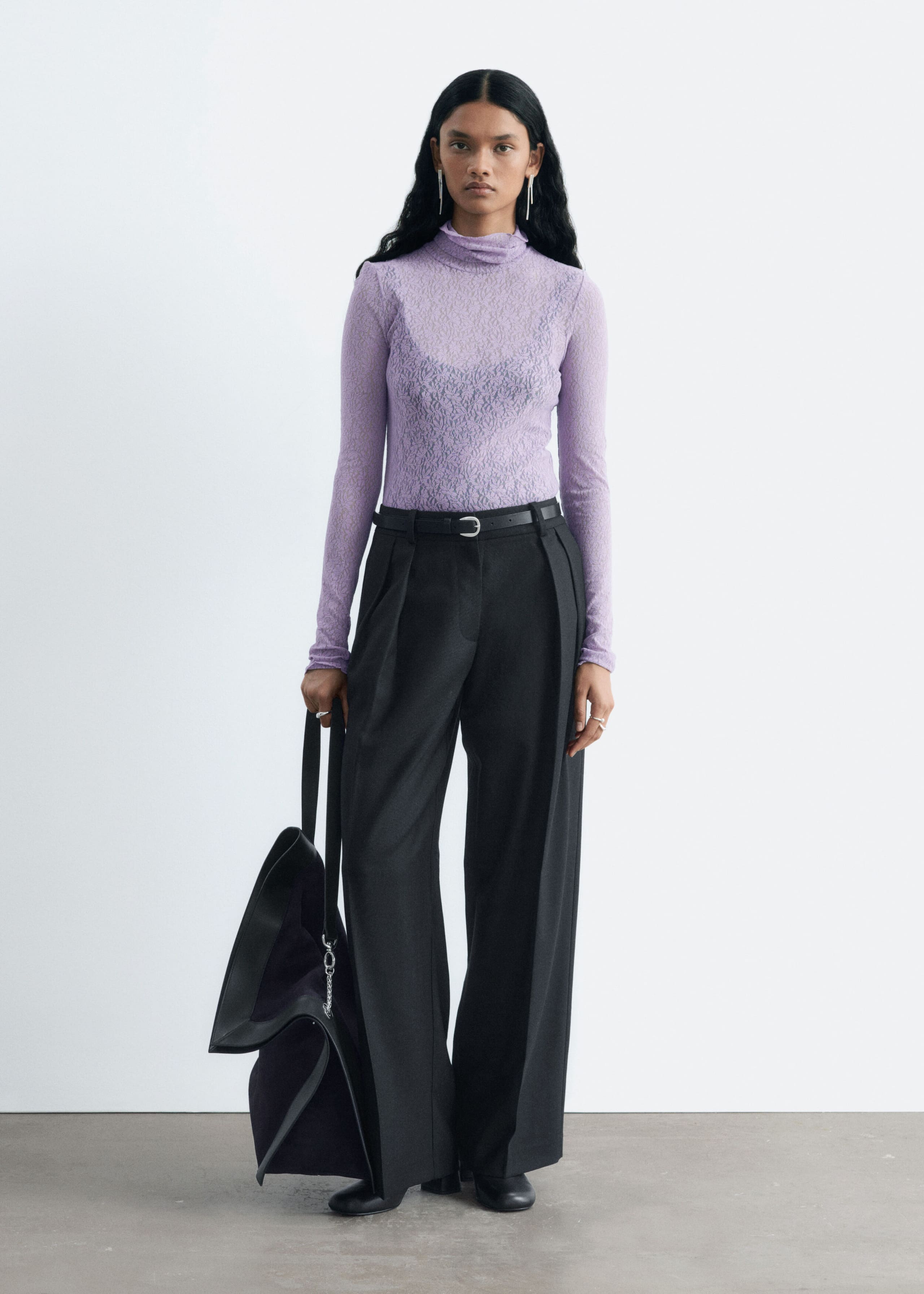 Lace Turtleneck Top - Lilac - Lookbook