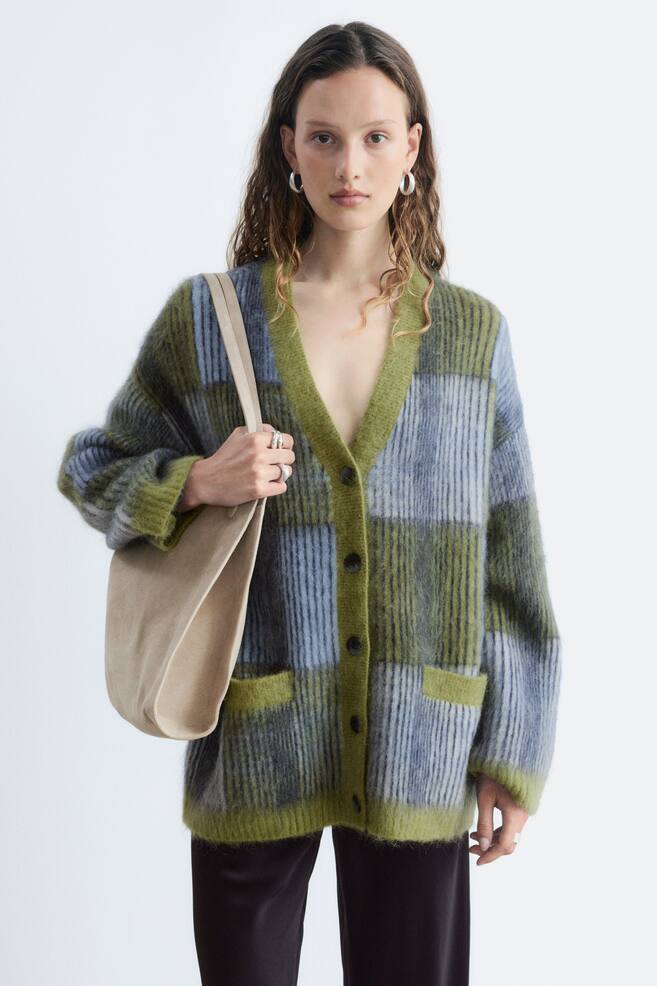 Cárdigan en mezcla de mohair - Verde/Multicolor - 1