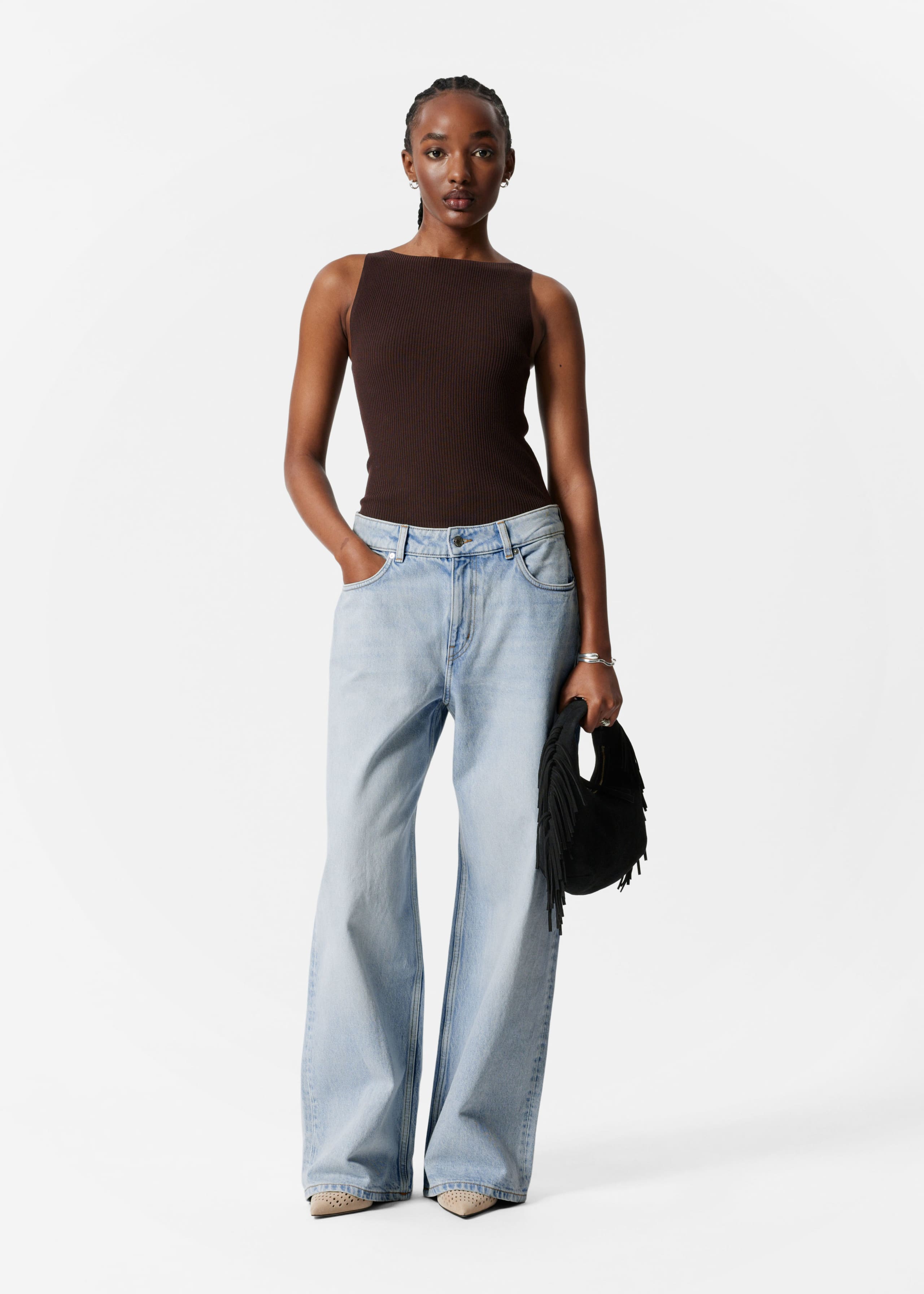 Rippstrick-Tanktop - Weiß - Lookbook