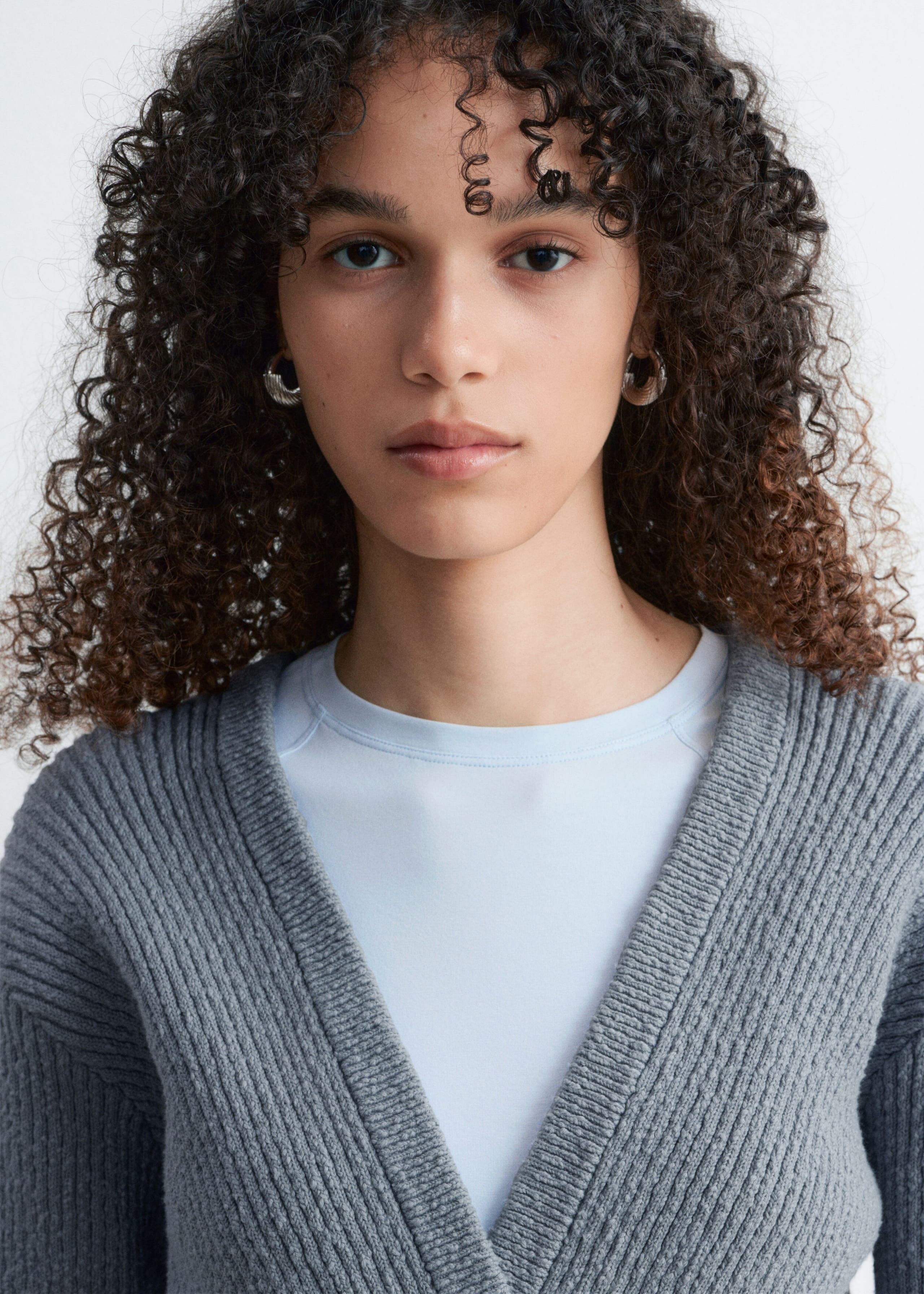 Ribbed Cotton Cardigan - White - Lookbook