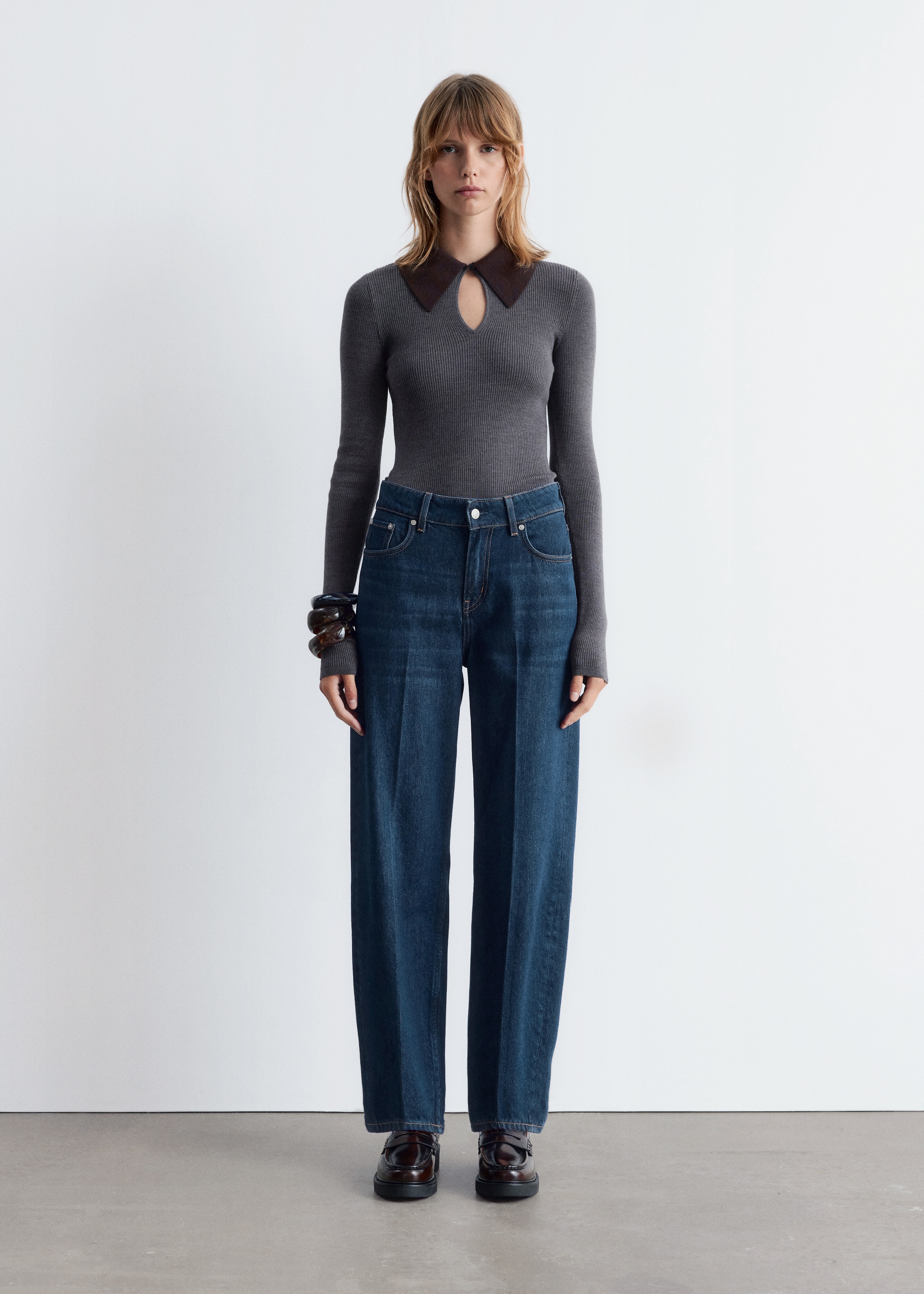 Blugi conici - Albastru mediu/Negru/Albastru Deschis/Alb Crem/Beige