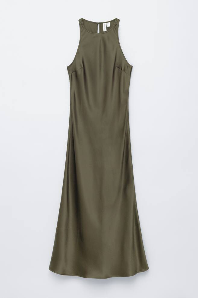 Robe midi en satin sans manches - Vert kaki/Bleu foncé/Marron foncé/Rouge foncé/Champagne/Taupe chaud/Dark pink - 1