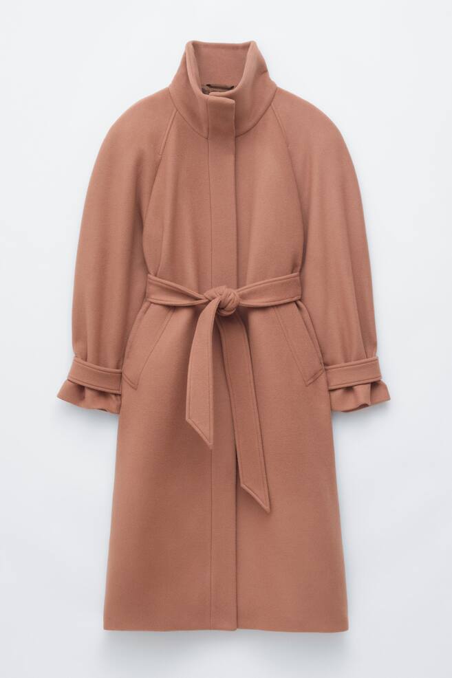 Belted Wool Coat - Dark Beige - 1