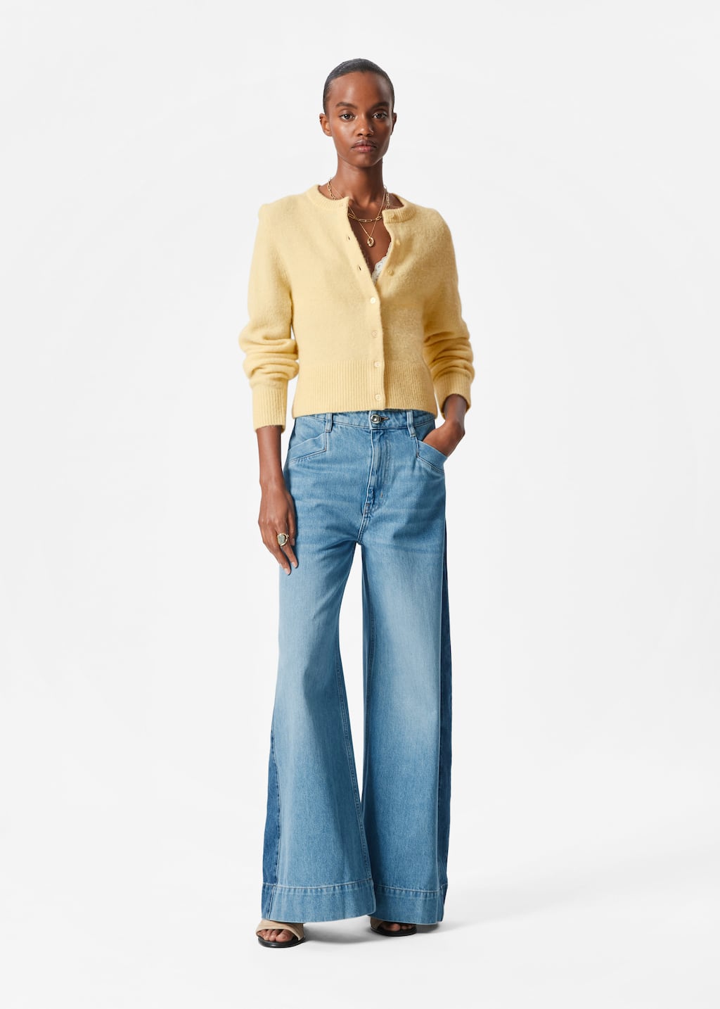 Alpaca-Blend Knit Cardigan - Blue - Lookbook