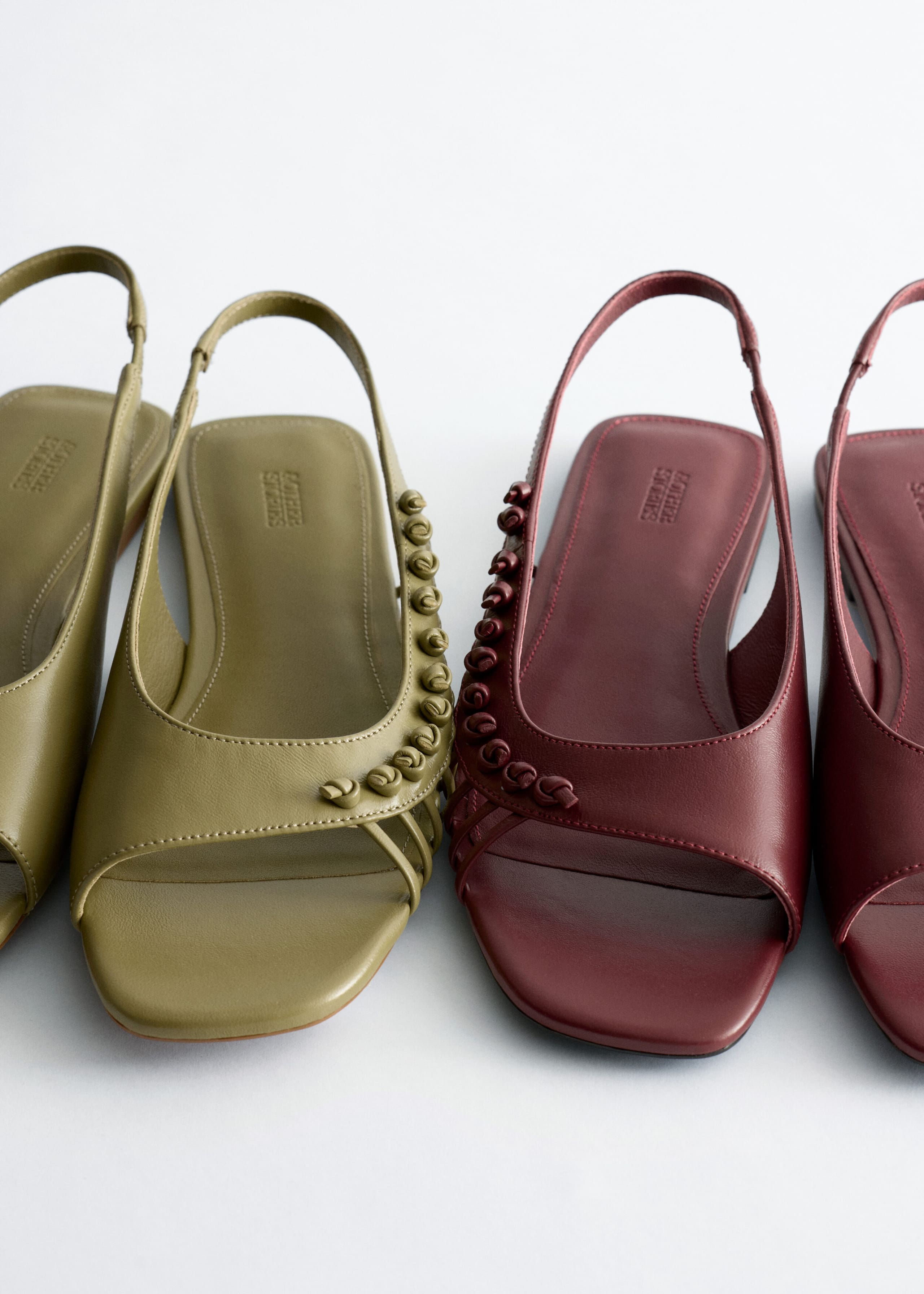 Leather Slingback Sandals - Green - Still Life