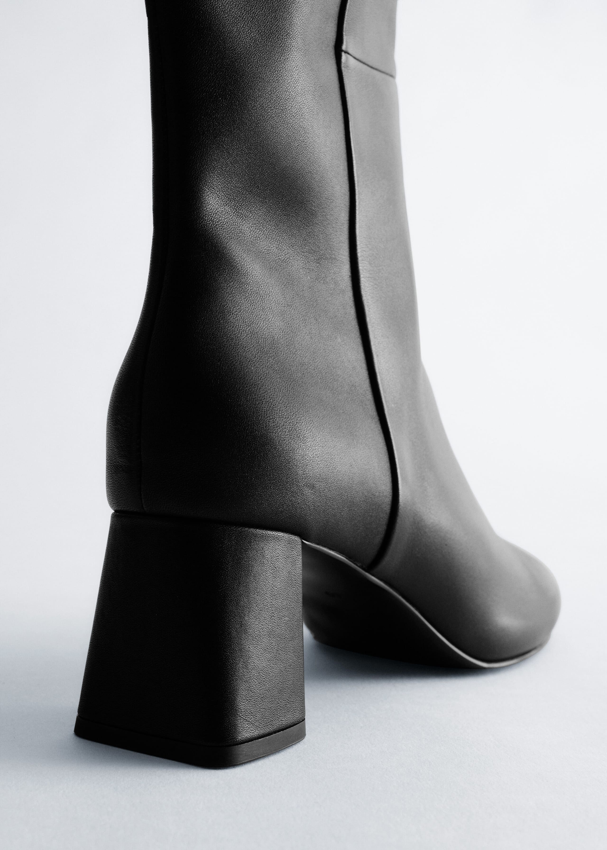 Knee-High Leather Boots - Black - Still Life