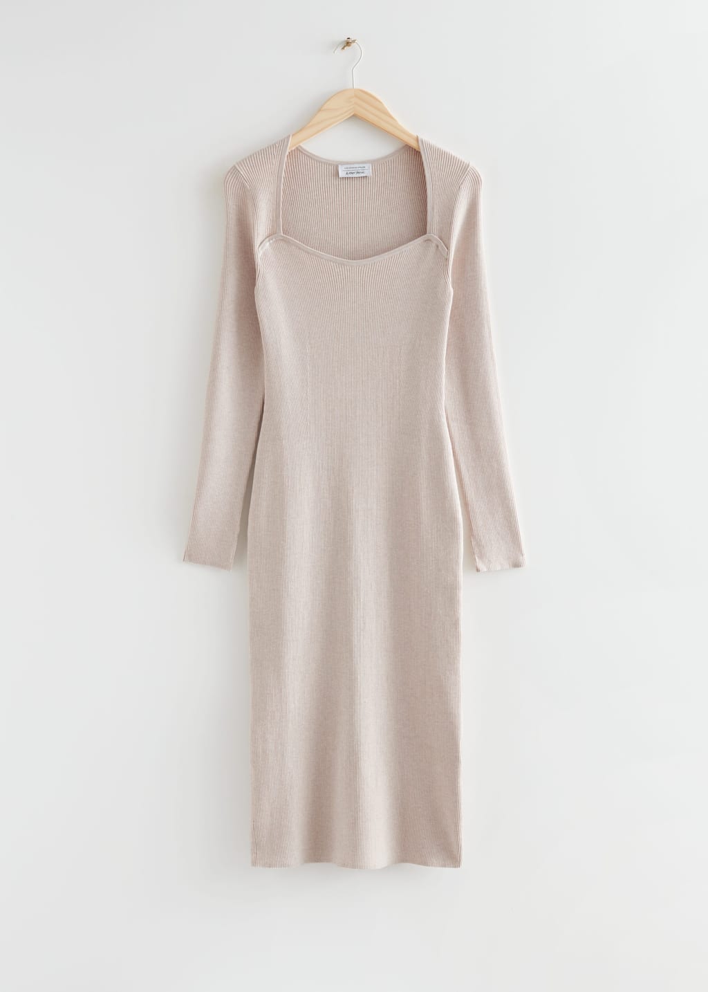 Sweetheart Slim Ribbed Dress - Beige - Still Life