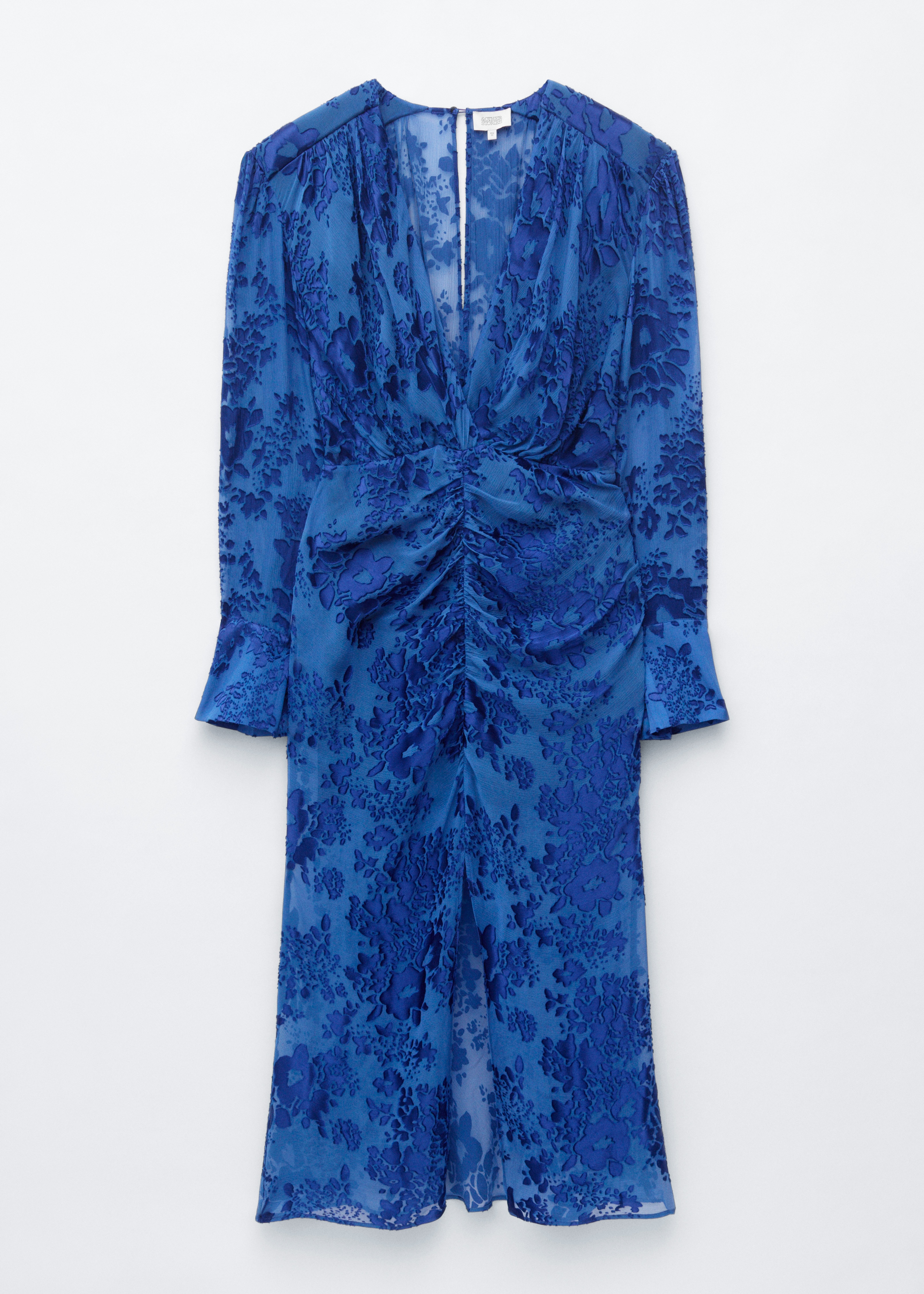 Chiffon-Kleid aus Seidenmischung - Blau/Geblümt