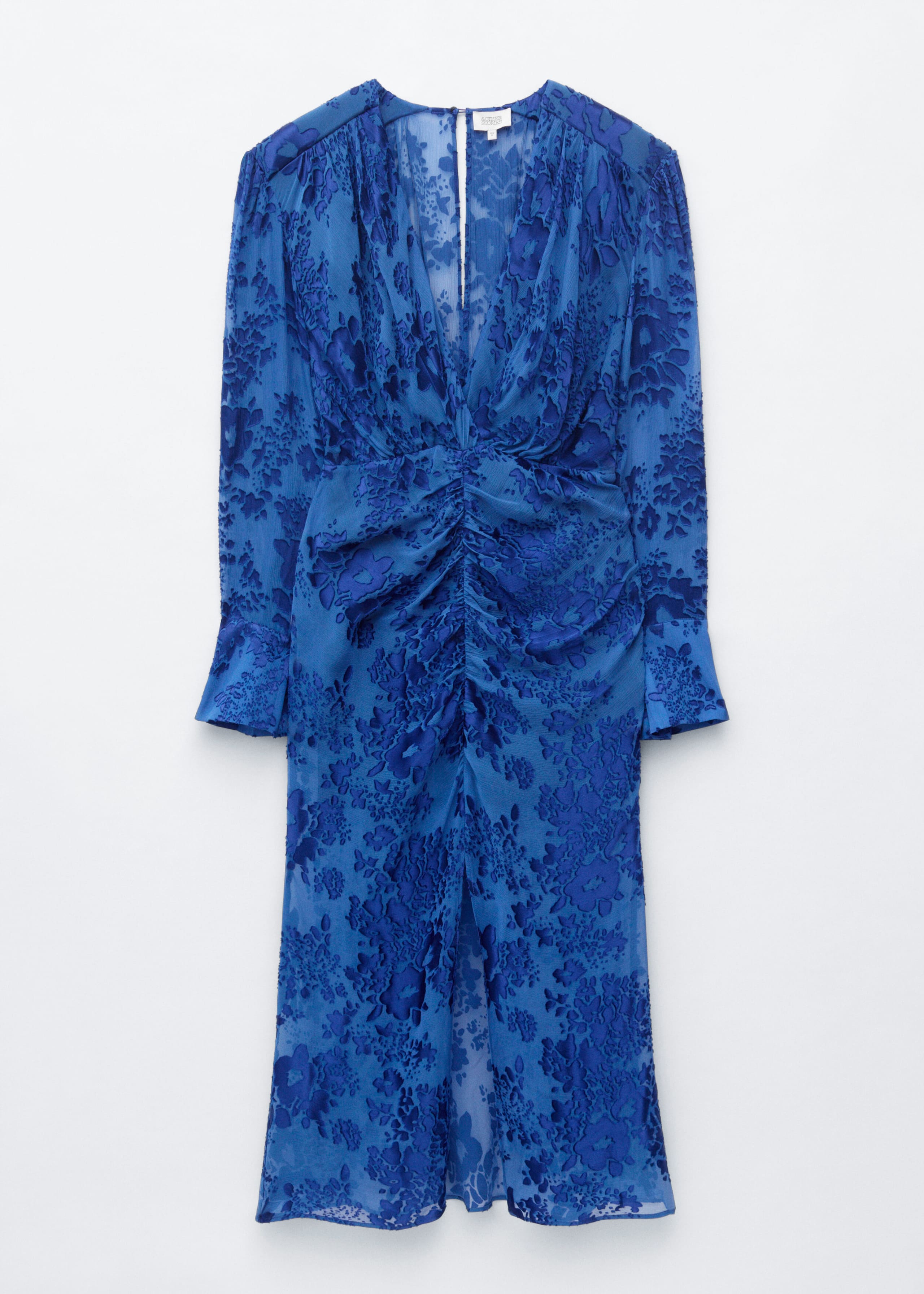 Silk-Blend Chiffon Dress - Blue/Florals - Still Life