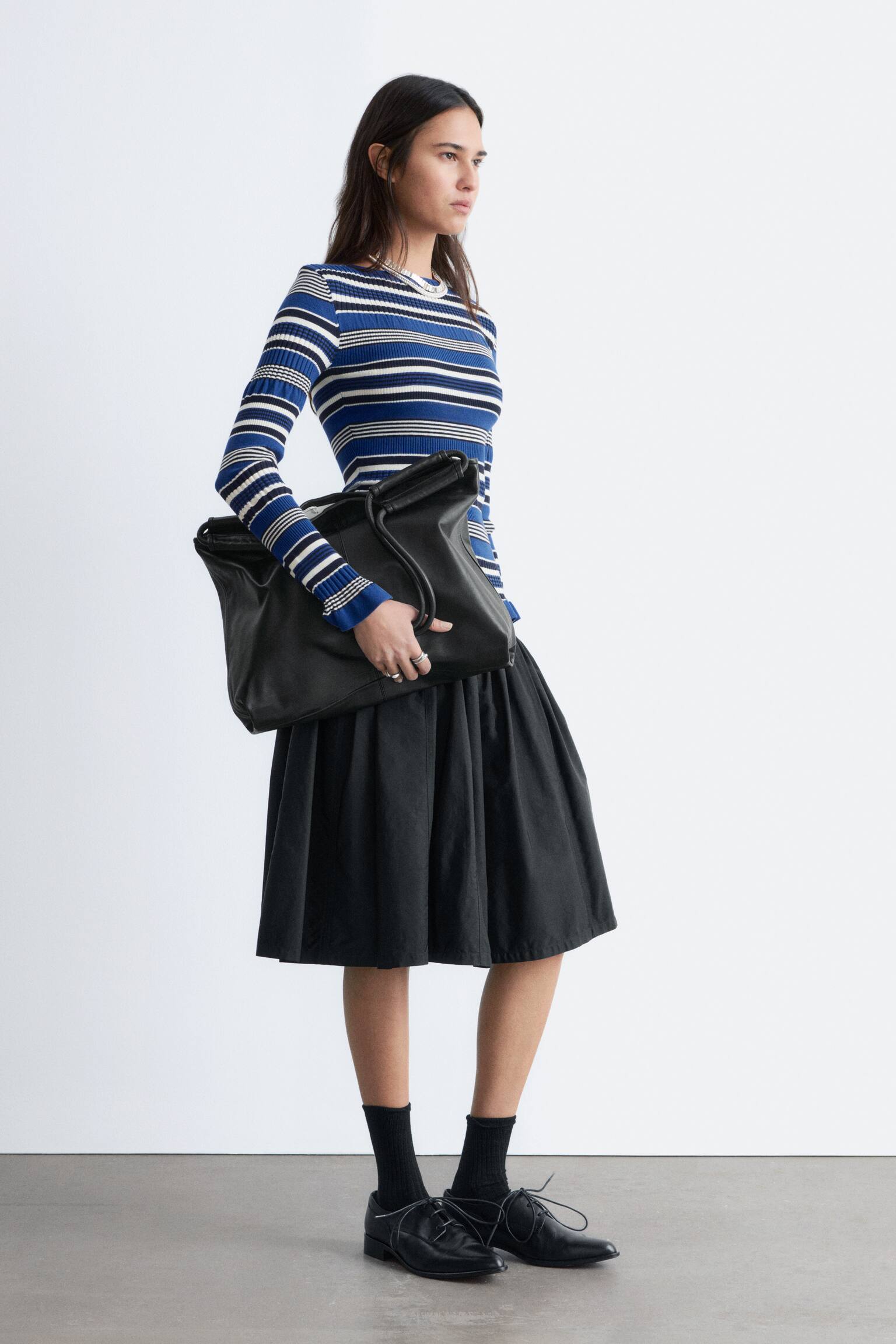 Long-Sleeve Ribbed Top - Blue/Black Stripes/Black/Green/Beige Stripes - 5