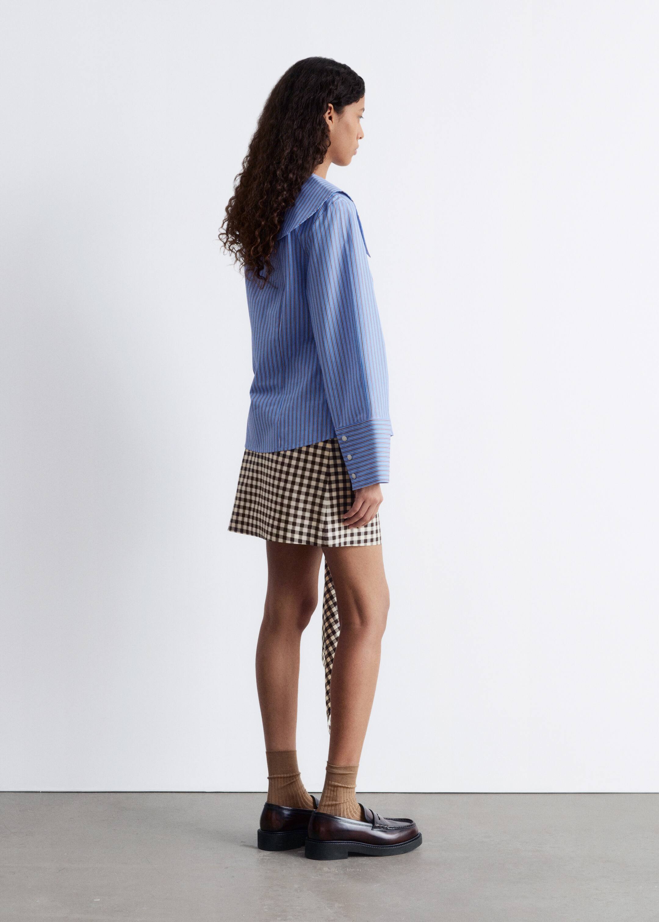 View larger image: Oversized Collar Striped Shirt - Blue/Brown Stripes - Ladies | H&M GB 5