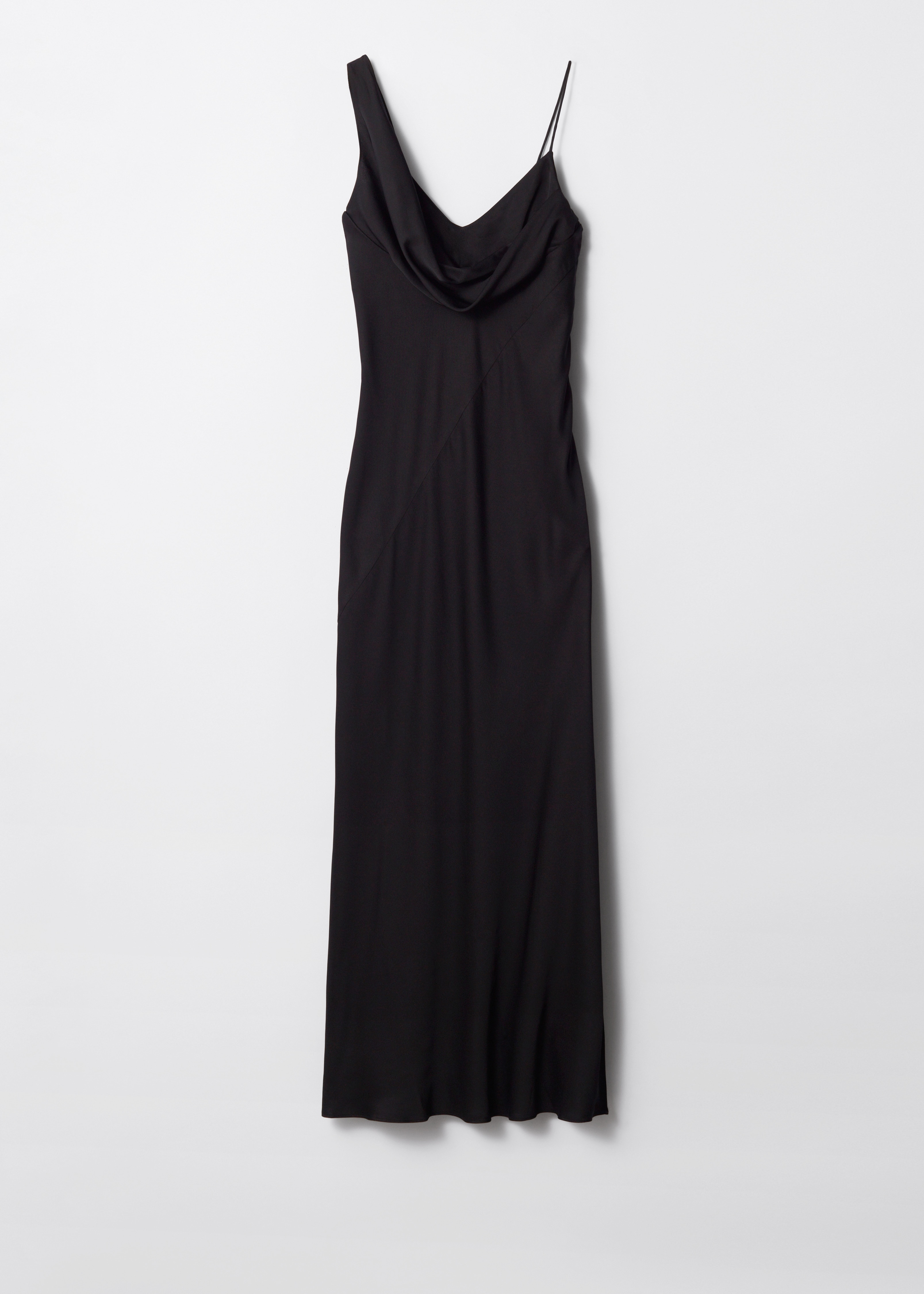 Robe midi asymétrique à col bénitier - Noir