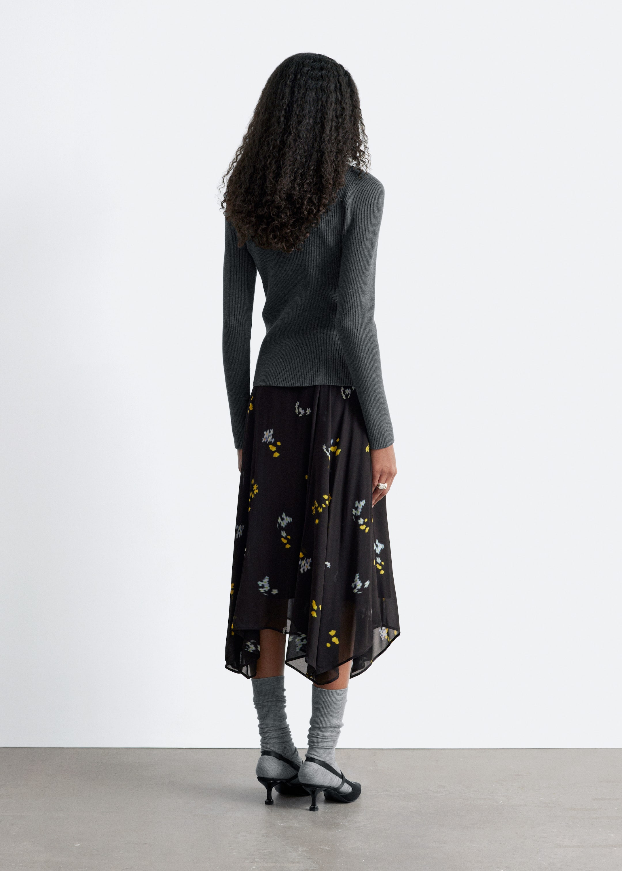 View larger image: Asymmetric Midi Skirt - Black/Floral - Ladies | H&M GB 5