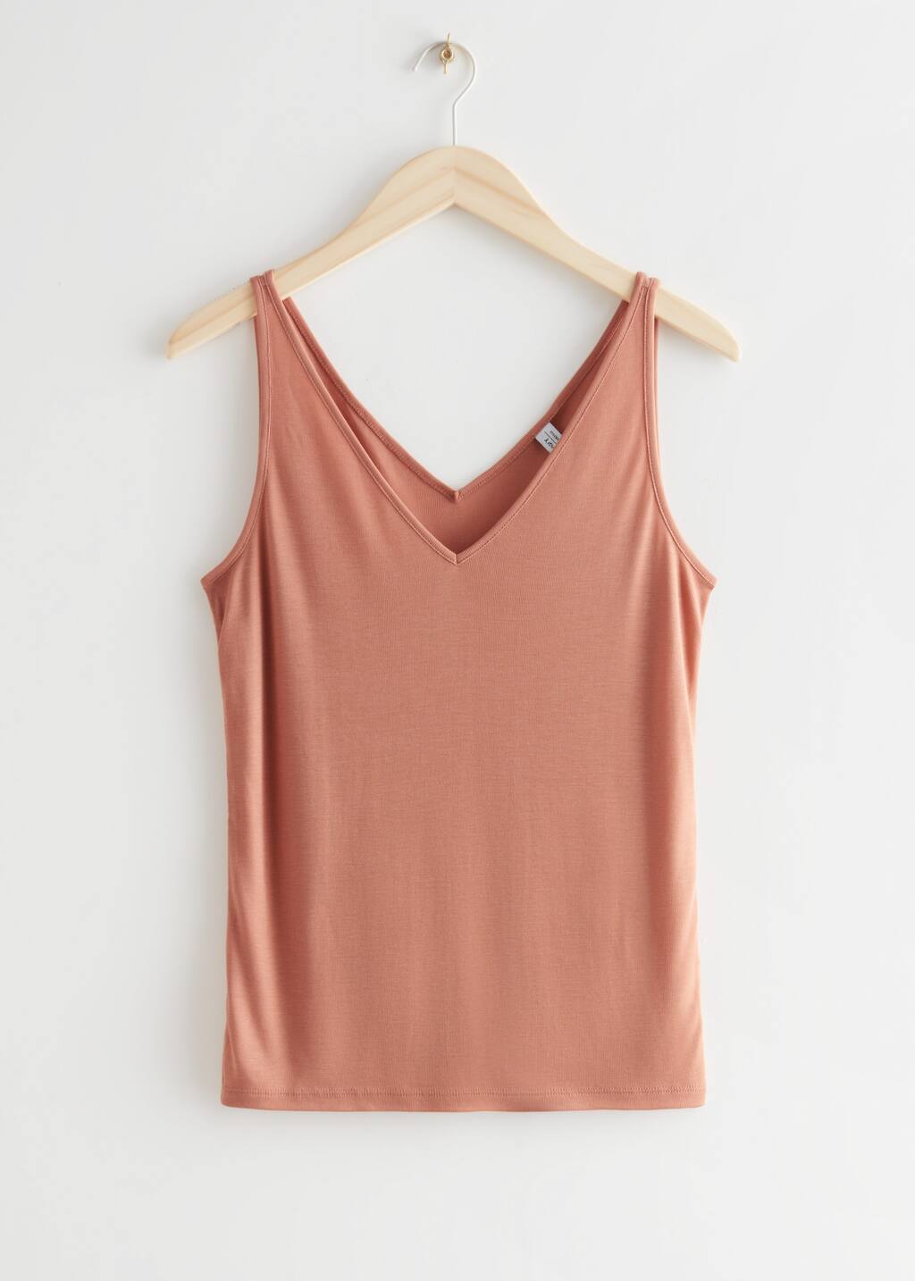 Ribbed VNeck Top - White - Natura morta