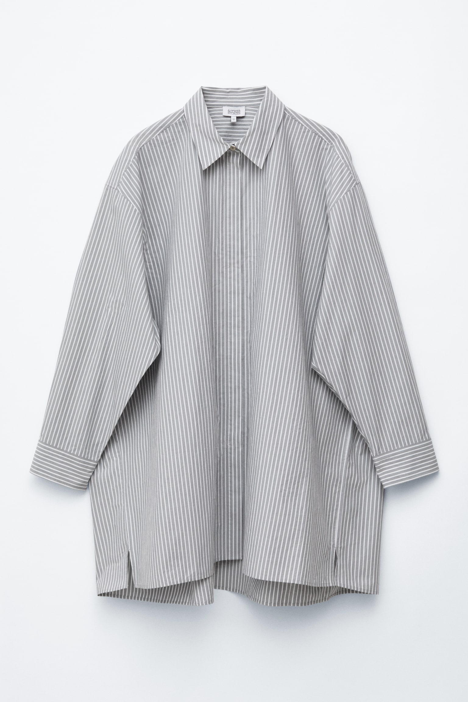 Mini chemisier oversize - Motivo gessato grigio/bianco - 1