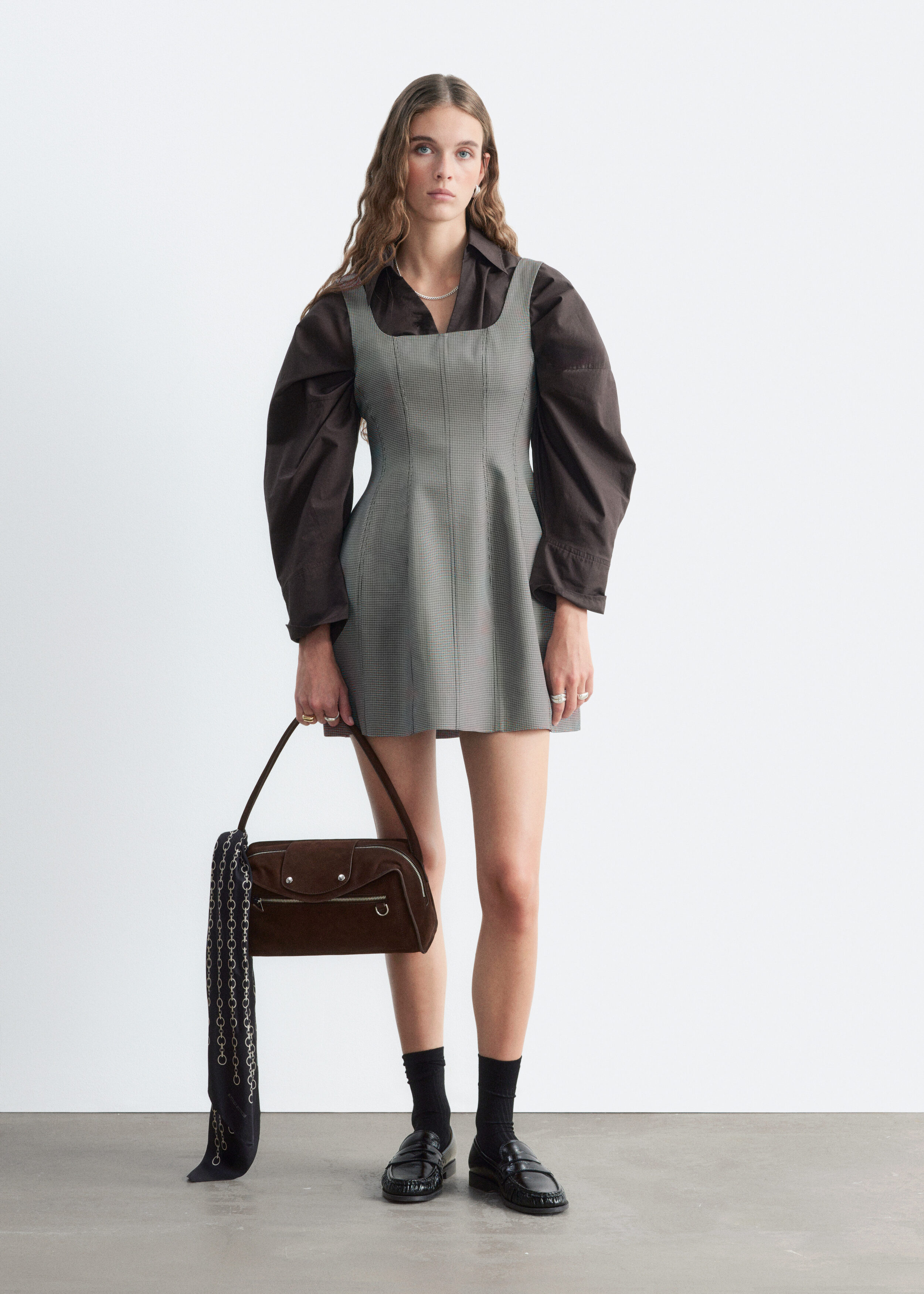 Corset Mini Dress - Grey/Checked - Mini Dresses | & Other Stories US