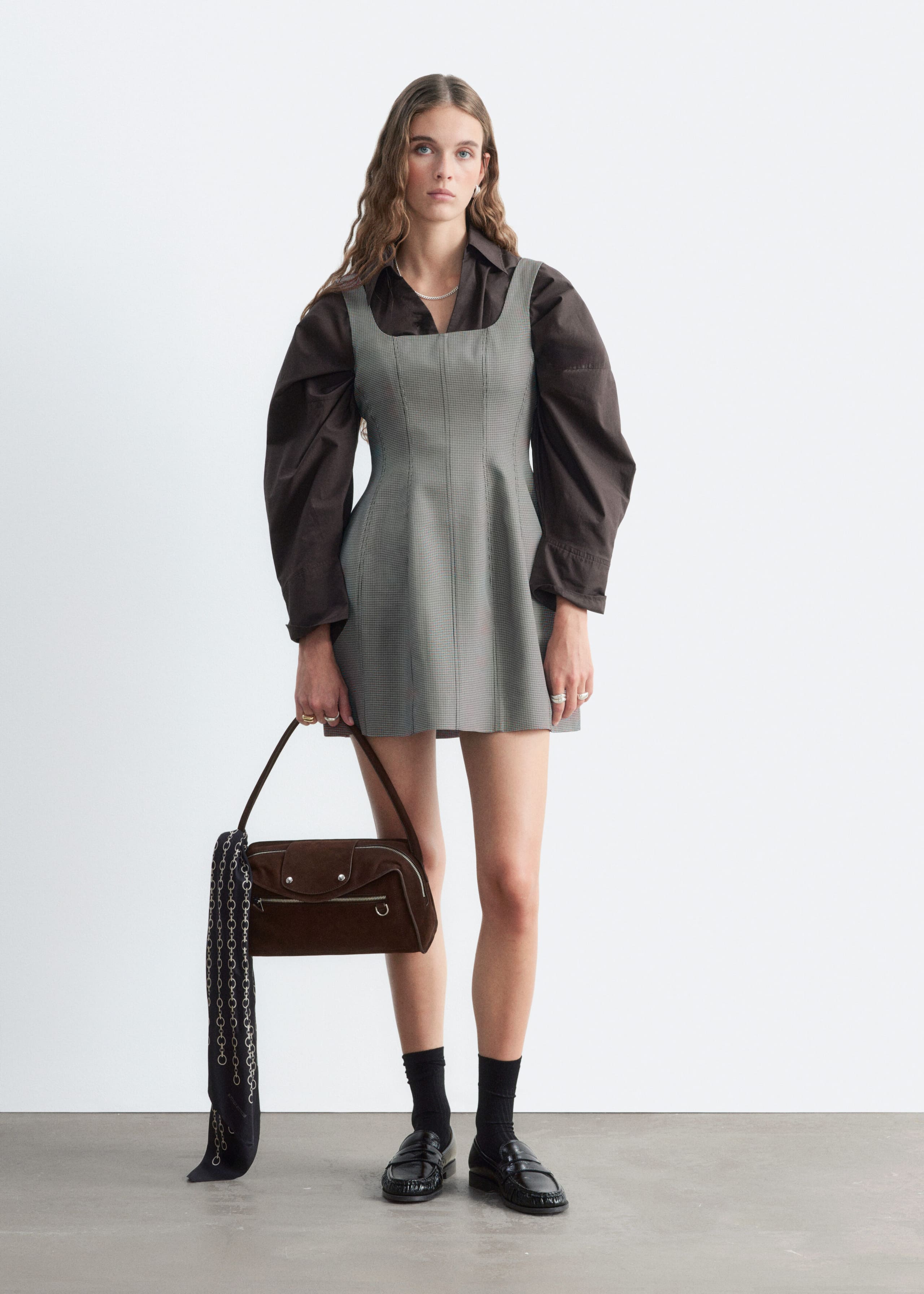 Korte korsetjurk - Grijs/geruit - Lookbook
