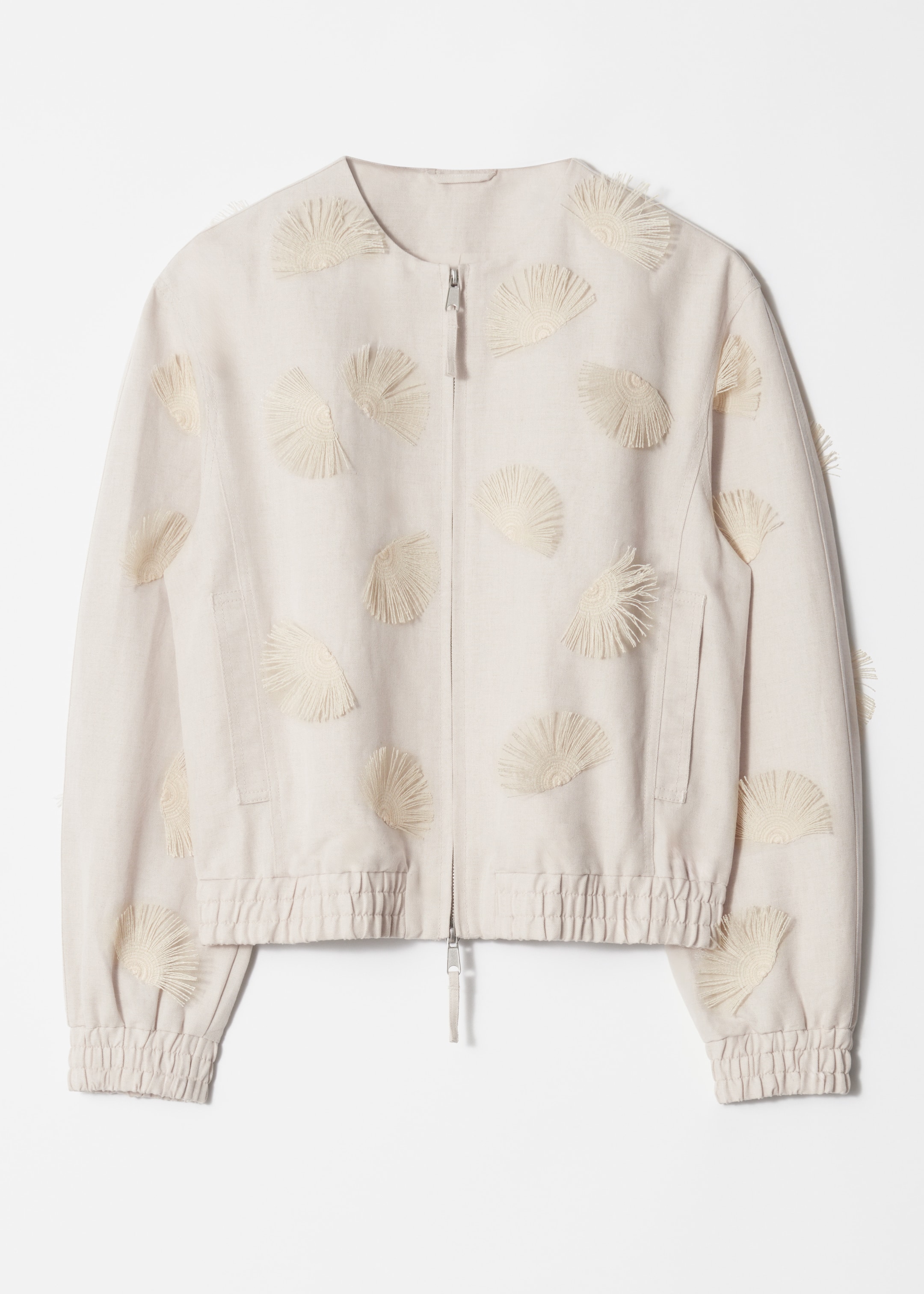 Vis større bilde: Brodert jakke i linblanding - Beige - DAME | H&M NO 6