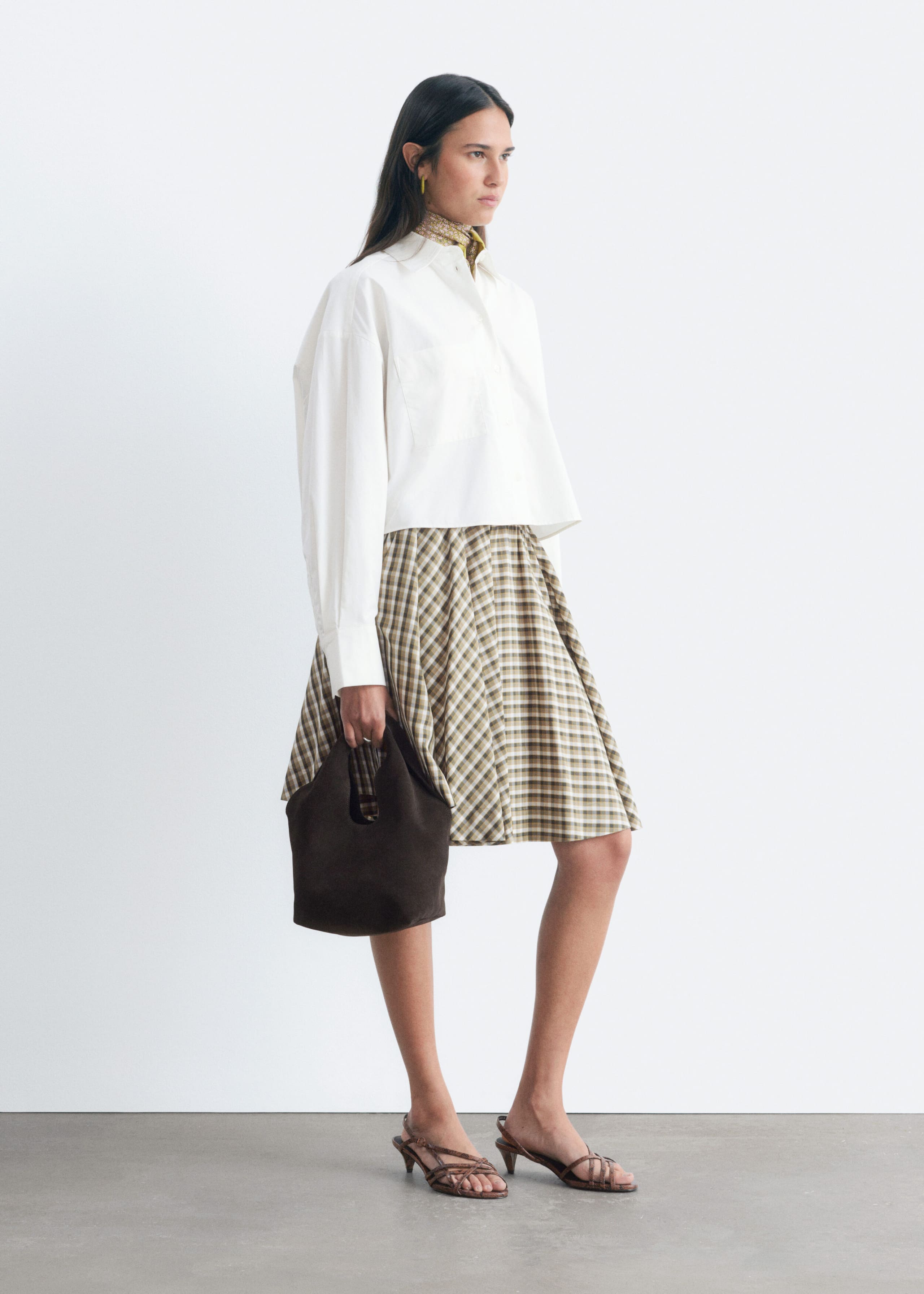 Cropped Cotton Twill Shirt - White - Lookbook