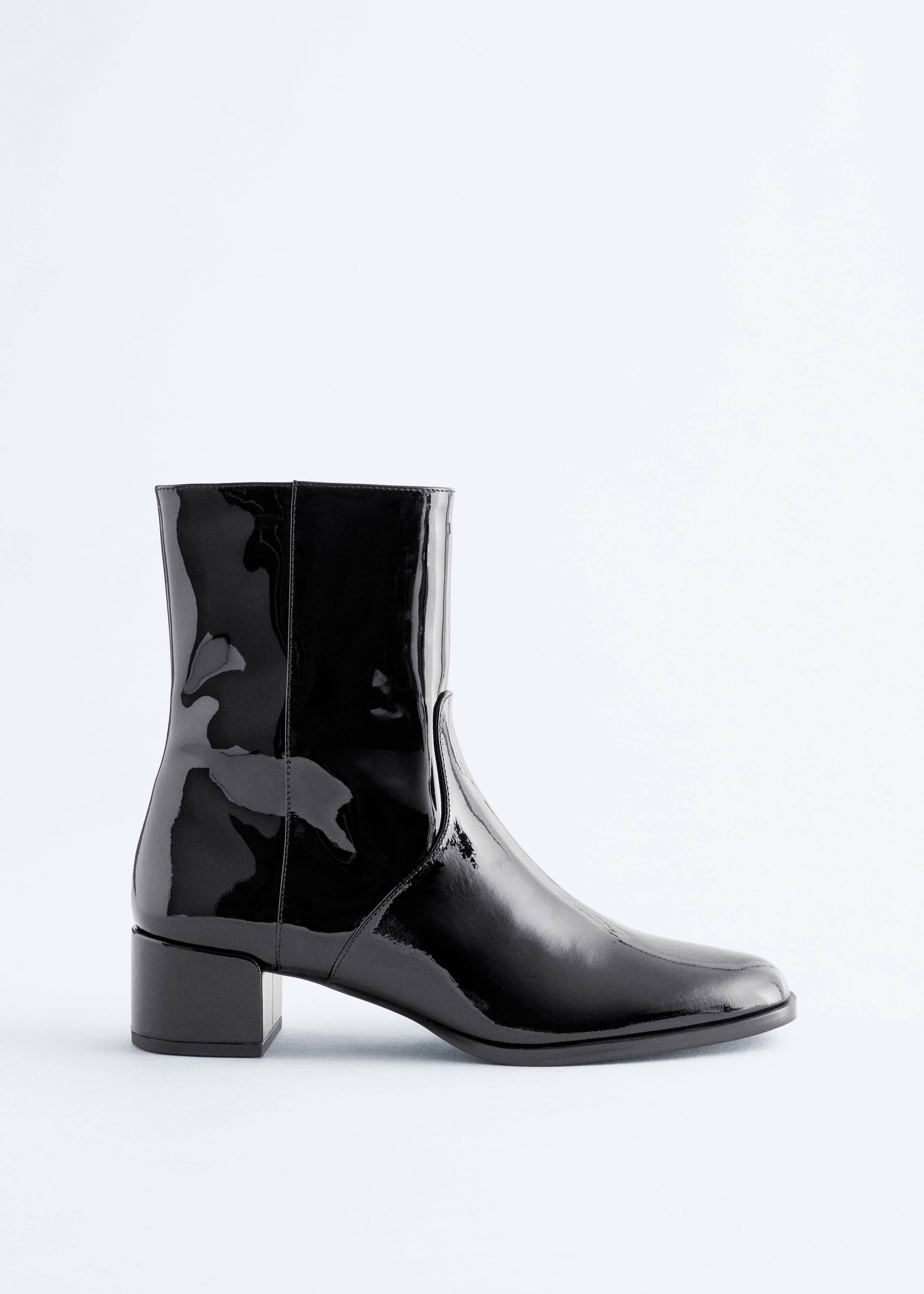 Image of Heeled Glossed-Leather Ankle Boots