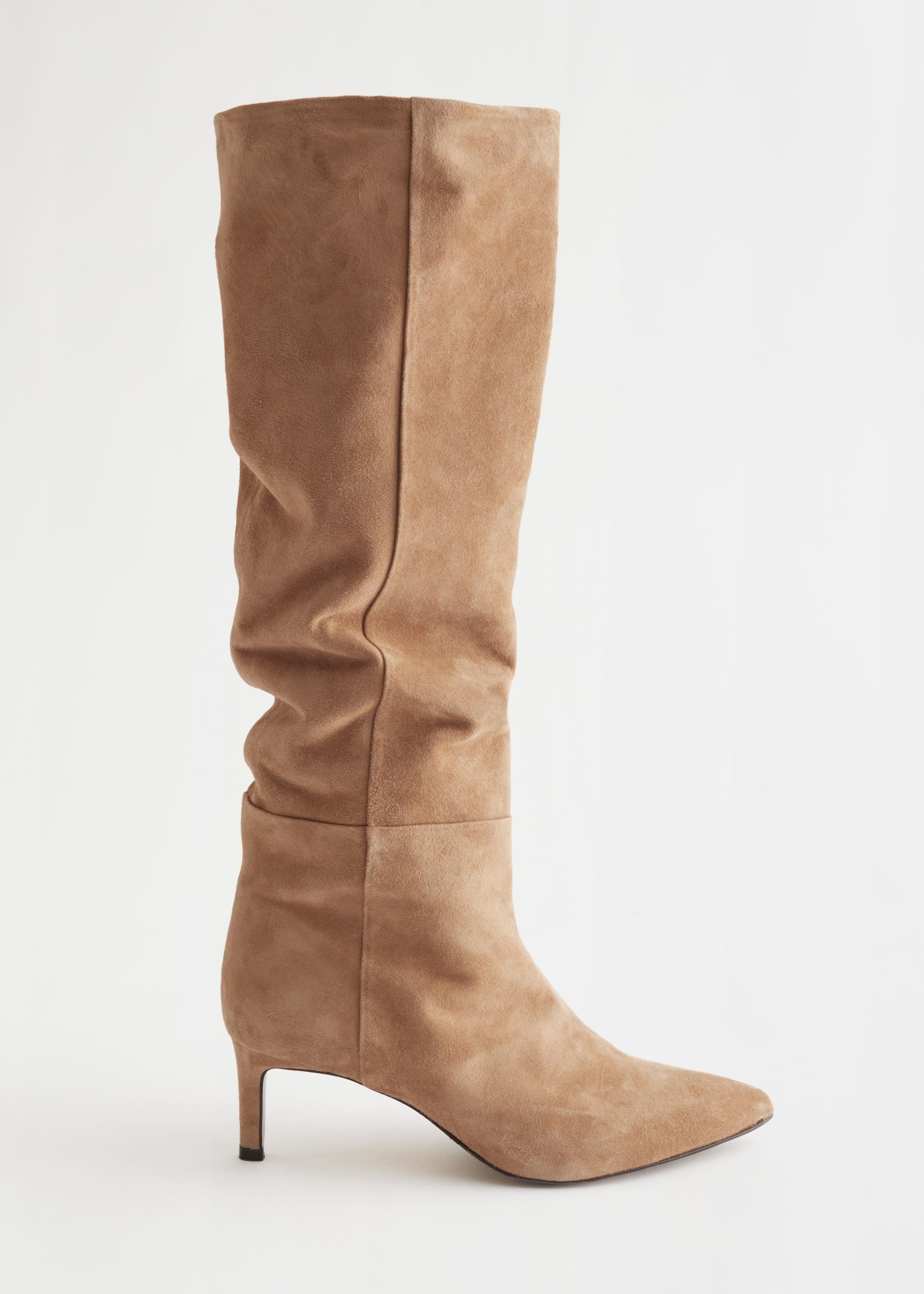 Knee High Leather Boots - Beige Suede - Still Life