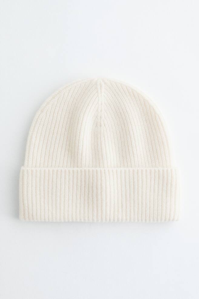 Beanie van kasjmier - Crème/Zwart/Wit/Groenblauw - 1