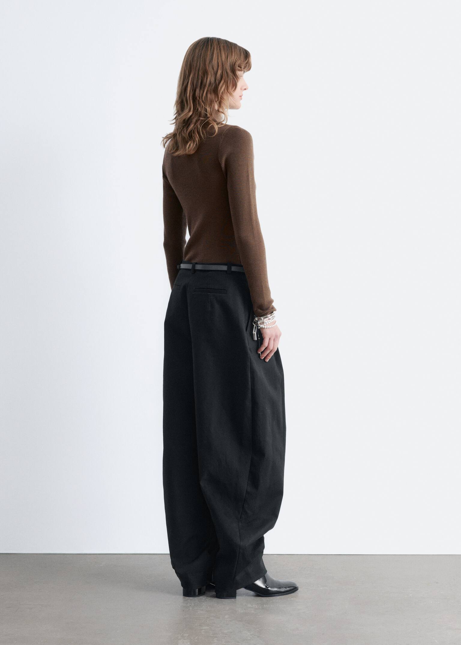 Half-Zip Wool Jumper - Brown - 4